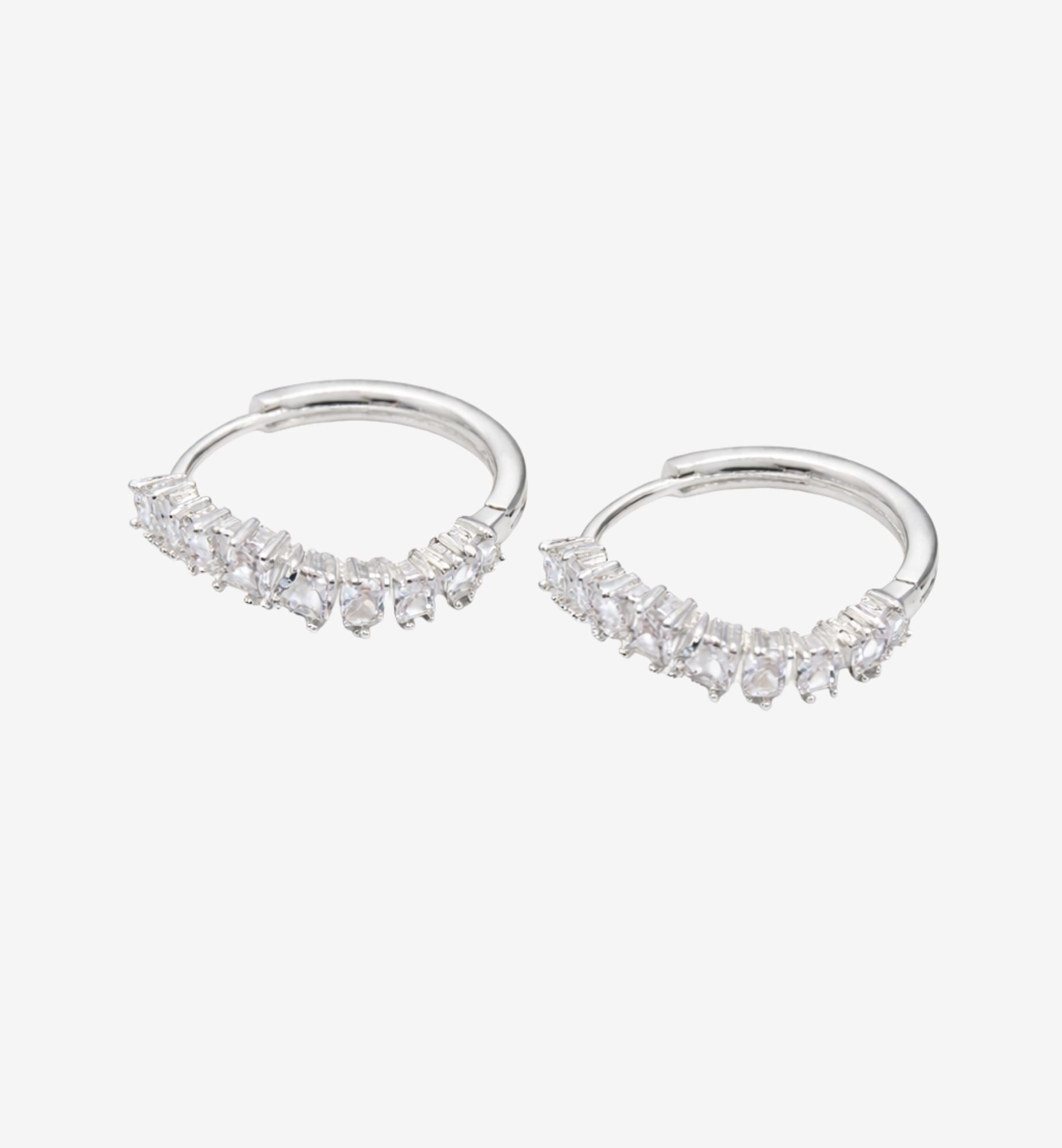 Nami Silver Stone Wave Earrings + Bangle