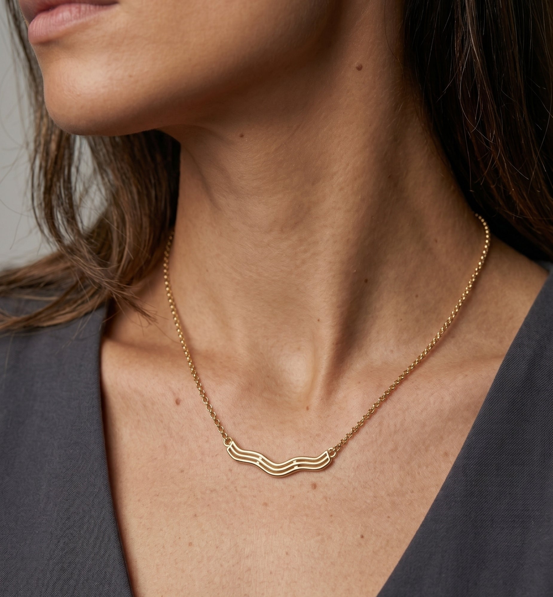 Nami Gold Wave Necklace