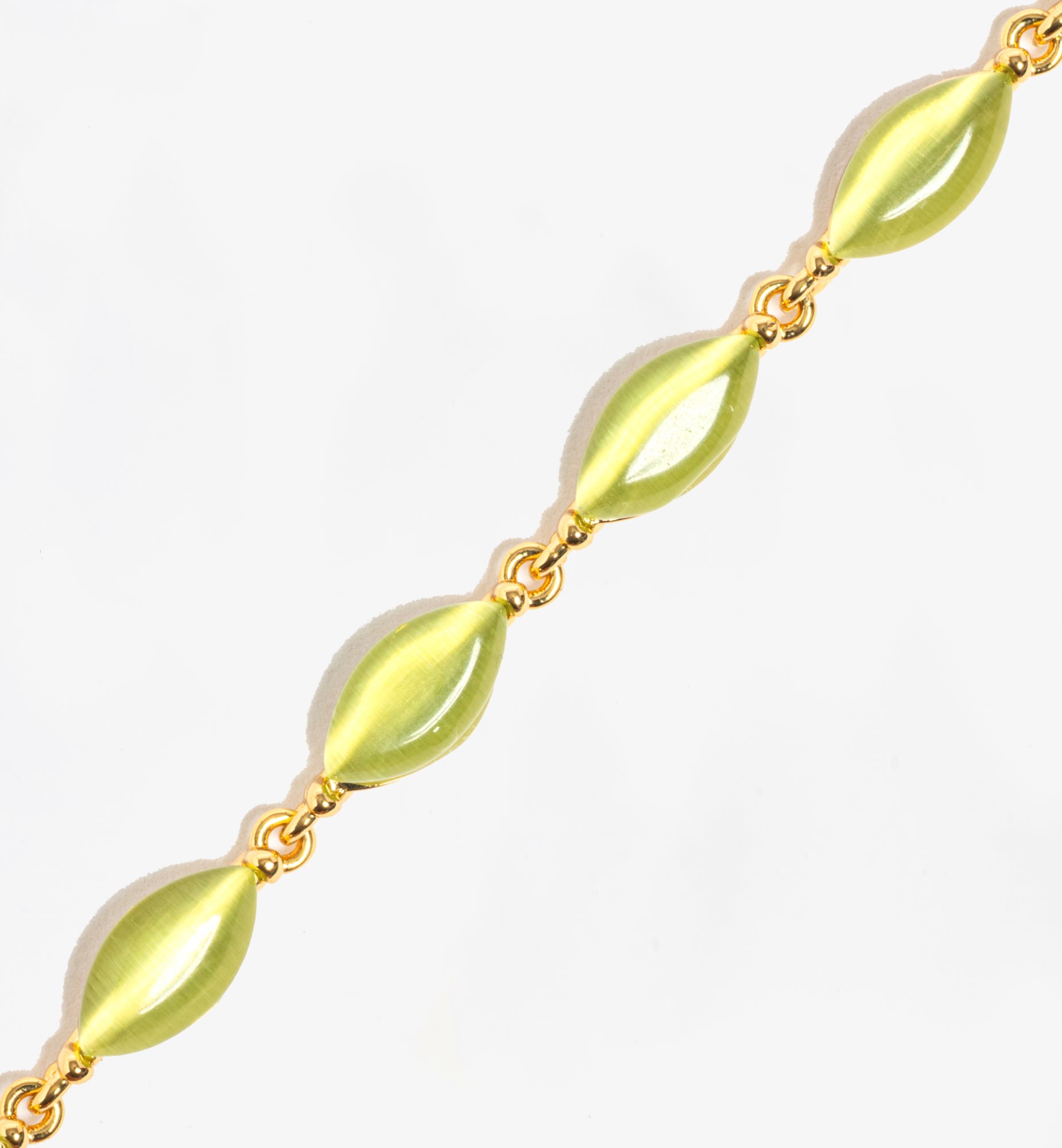 Nekomeishi Green Cats Eye Necklace 18K Gold Plated Semi Precious Stone 18K Gold Plated by Uchi & Soto Jewellery