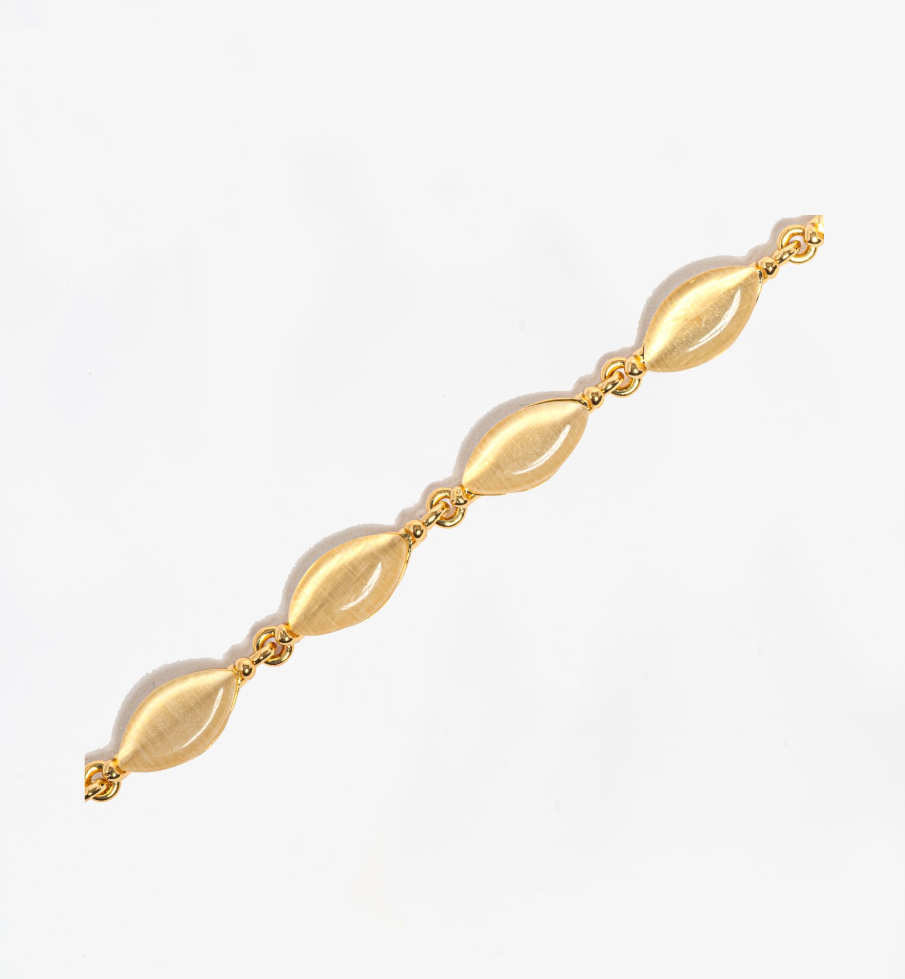 Nekomeishi Cream Cats Eye Bracelet 18K Gold Plated Semi Precious Stone 18K Gold Plated by Uchi & Soto Jewellery