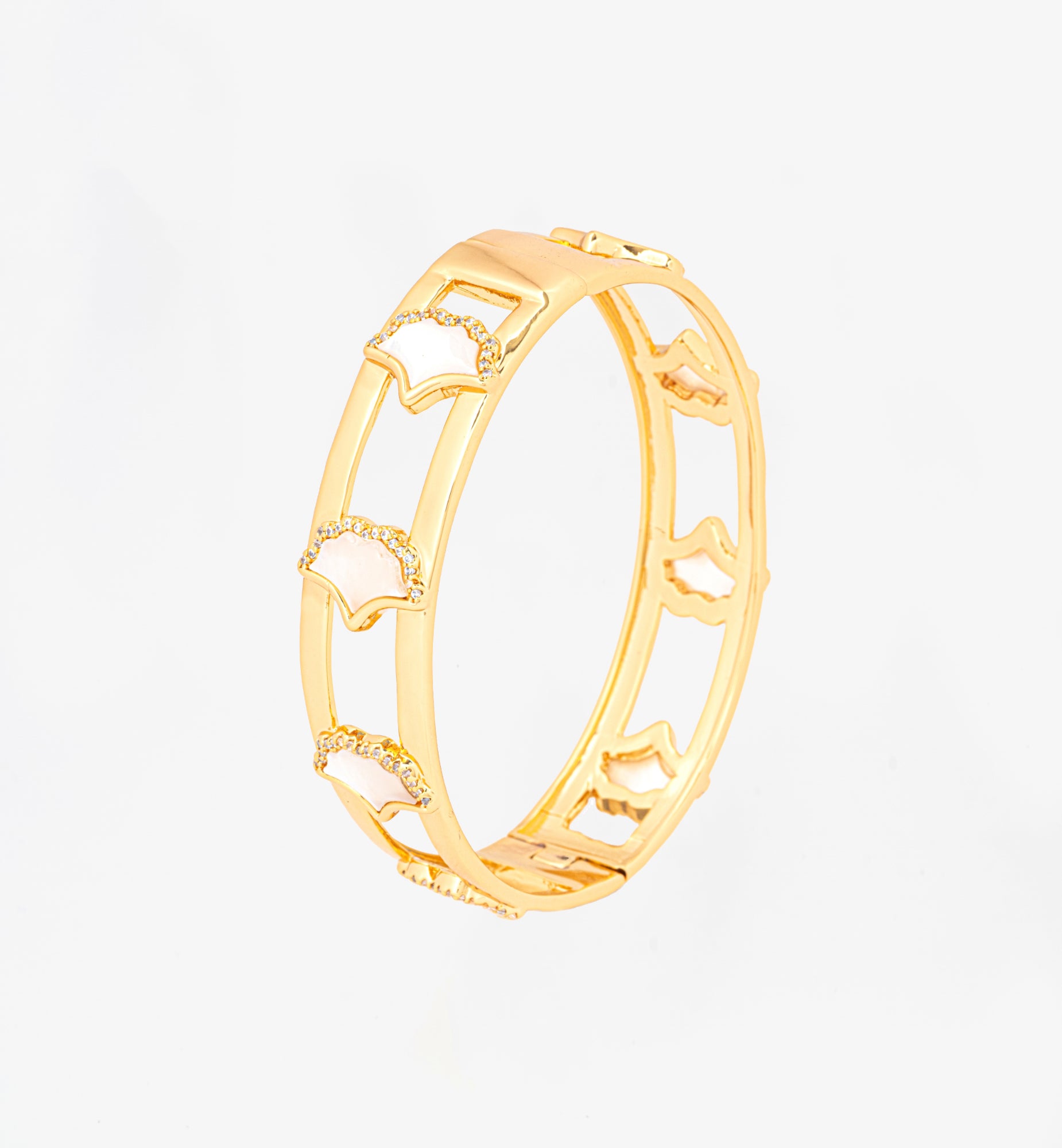 Gingko Gold Shell Bangle 18K Gold Plated 18K Gold Plated by Uchi & Soto Jewellery