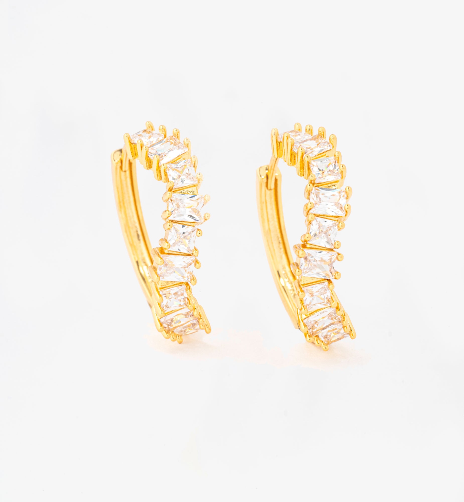 Nami Gold Stone Wave Earrings 18K Gold Plated Cz Rhinestone 18K Gold Plated by Uchi & Soto Jewellery