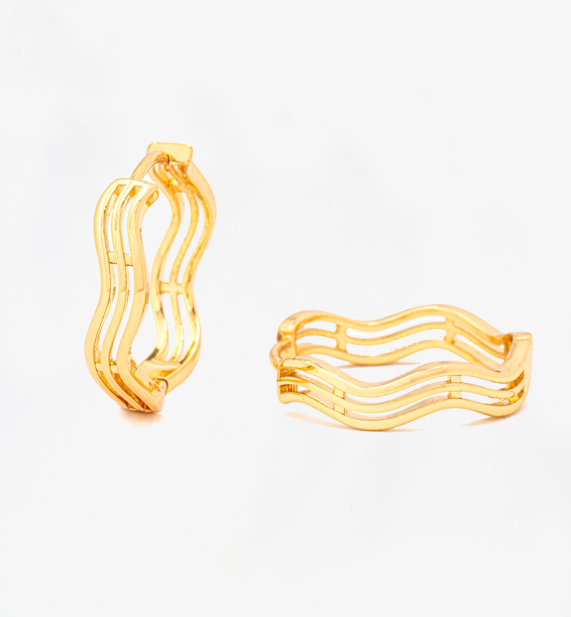 Nami Gold Wave Earrings 18K Gold Plated by Uchi & Soto Jewellery