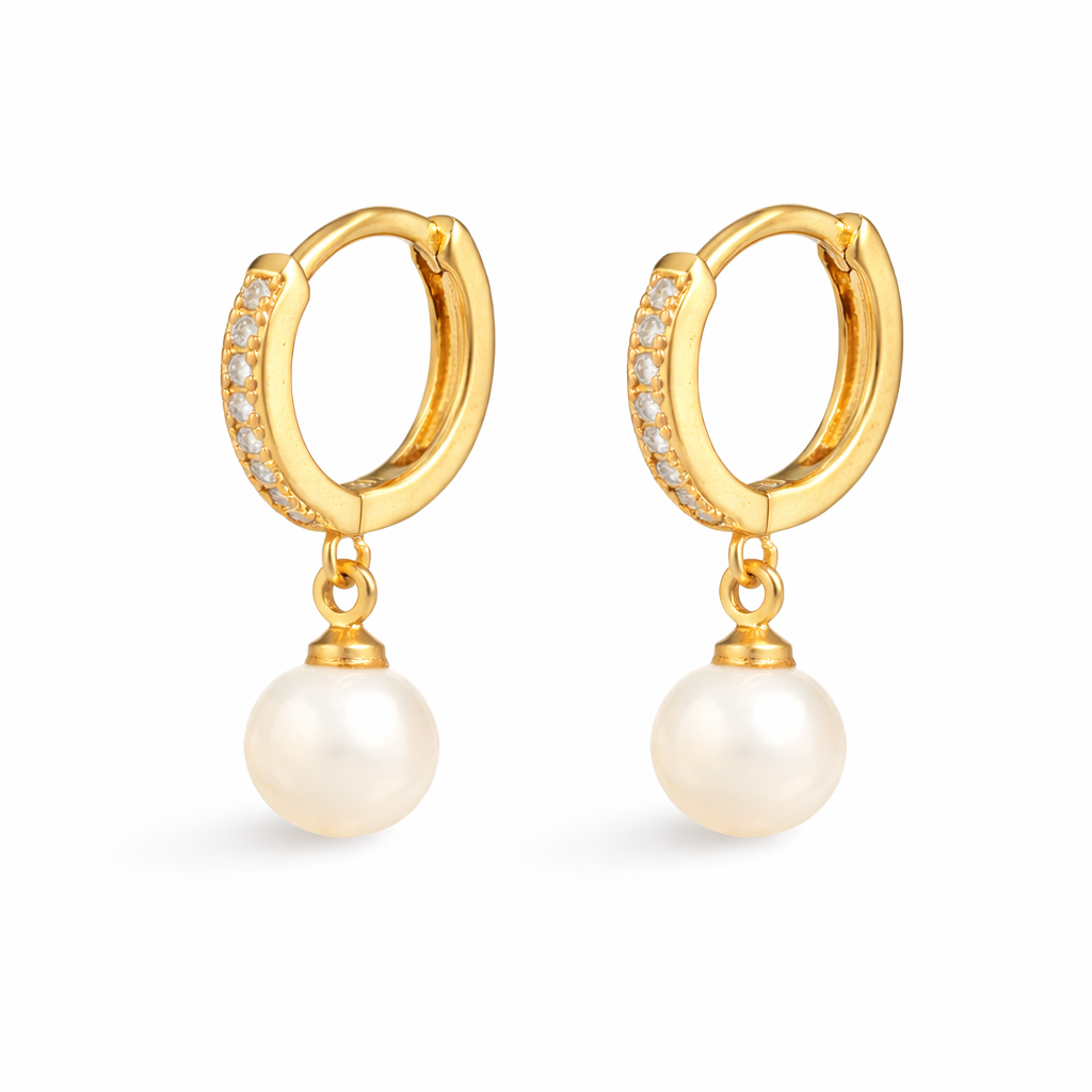 Shinju Gold Pearl Hoops
