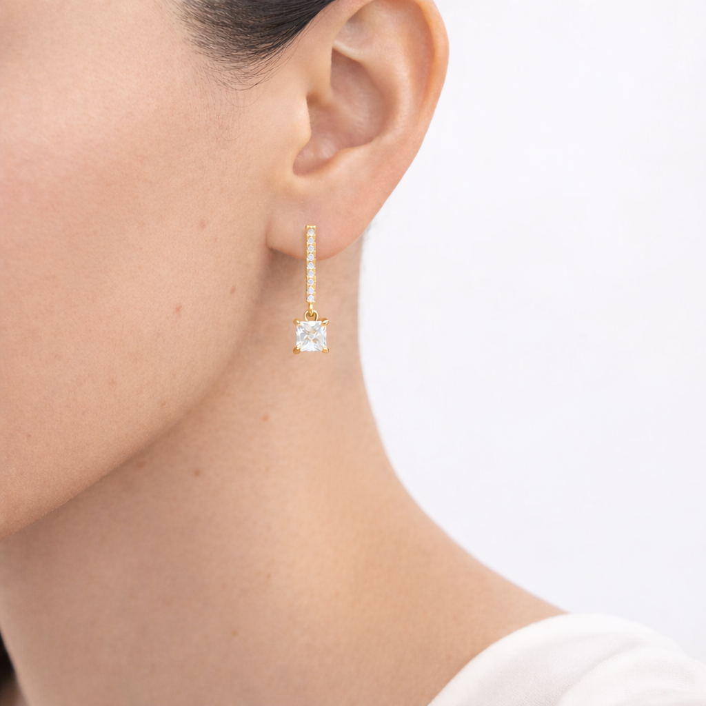 Shikaku Gold Drop Stone Earrings