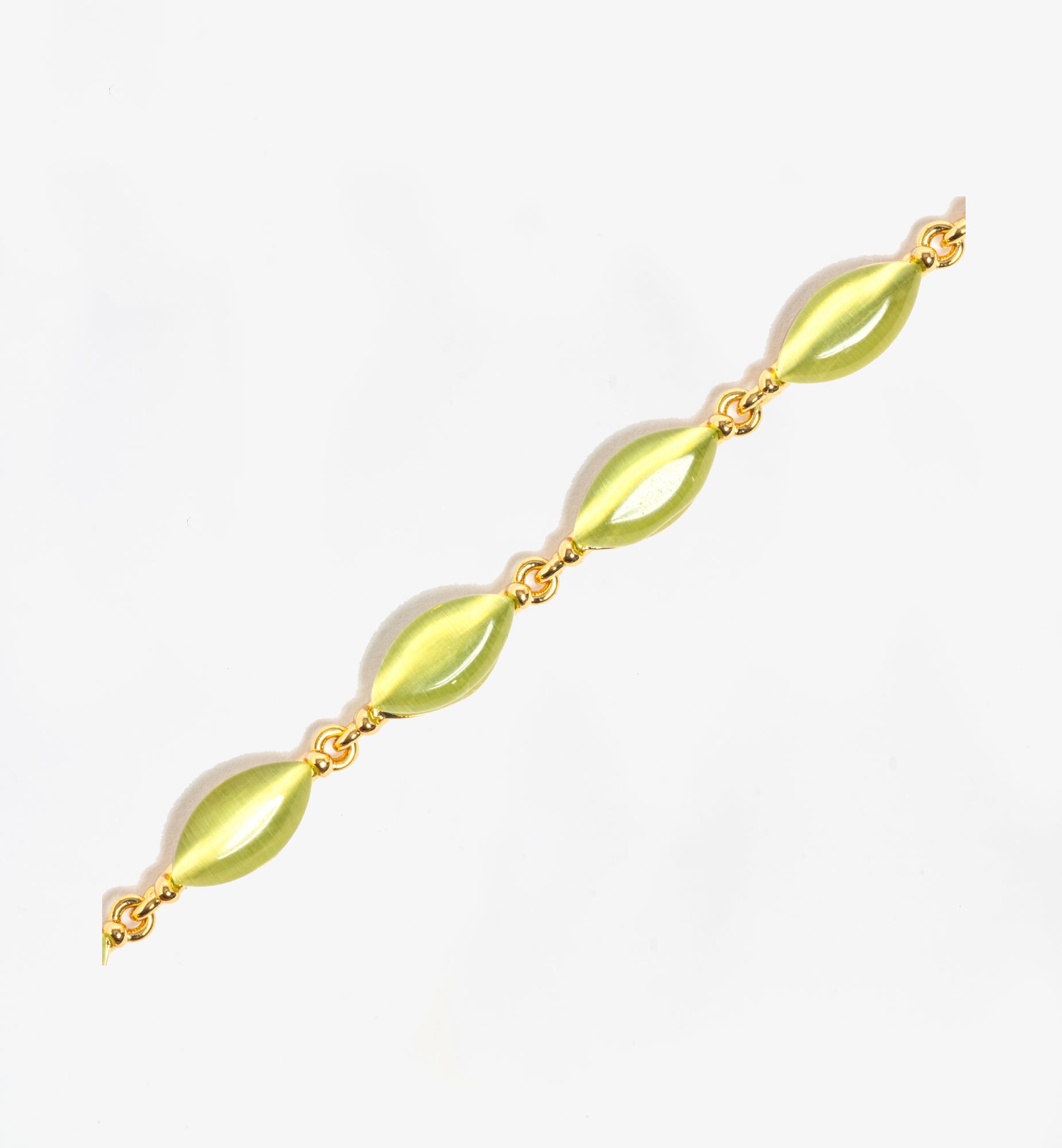 Nekomeishi Green Cats Eye Bracelet 18K Gold Plated Semi Precious Stone 18K Gold Plated by Uchi & Soto Jewellery