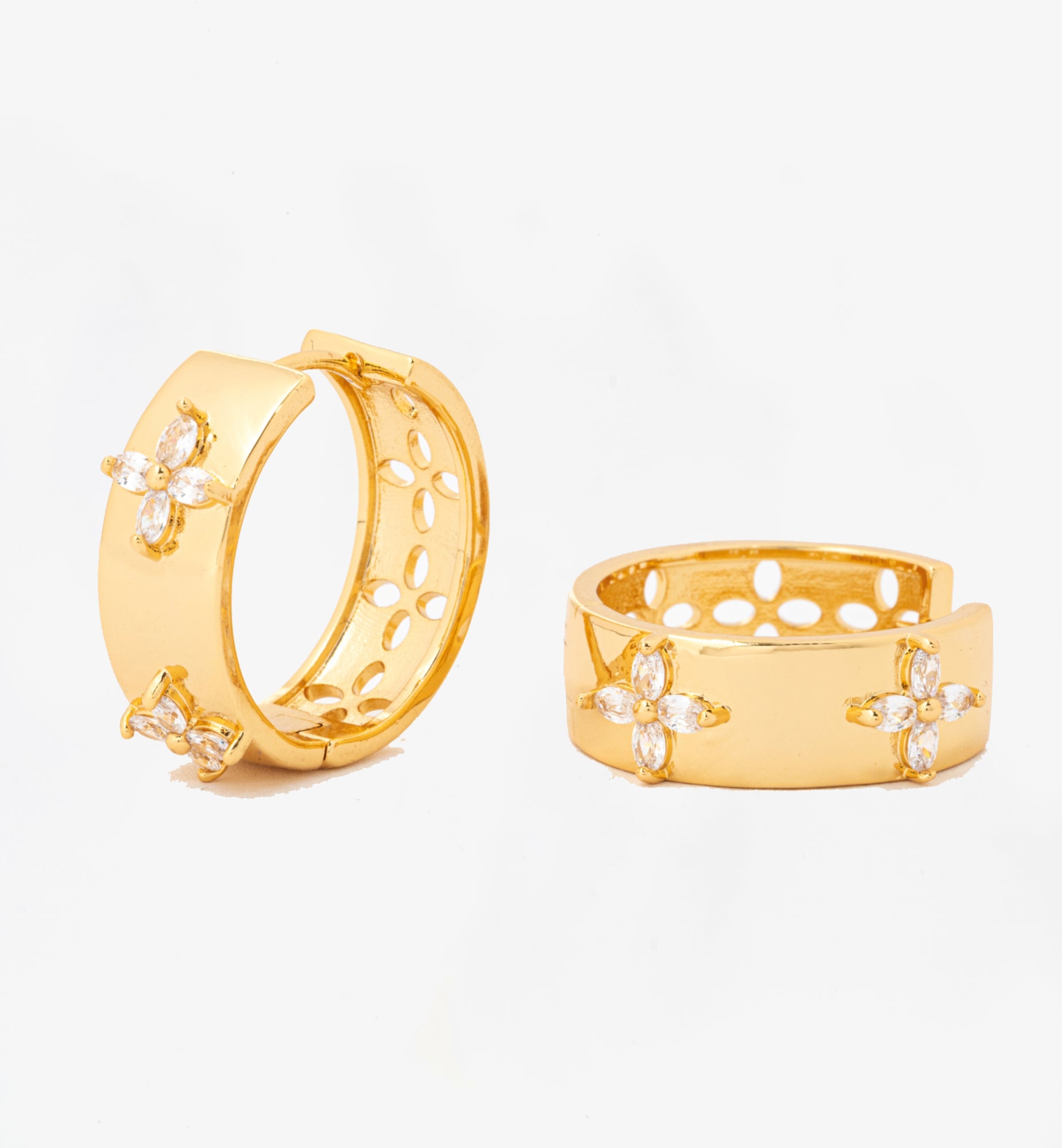 Kinmokusei Gold Floral Hoops 18K Gold Plated by Uchi & Soto Jewellery