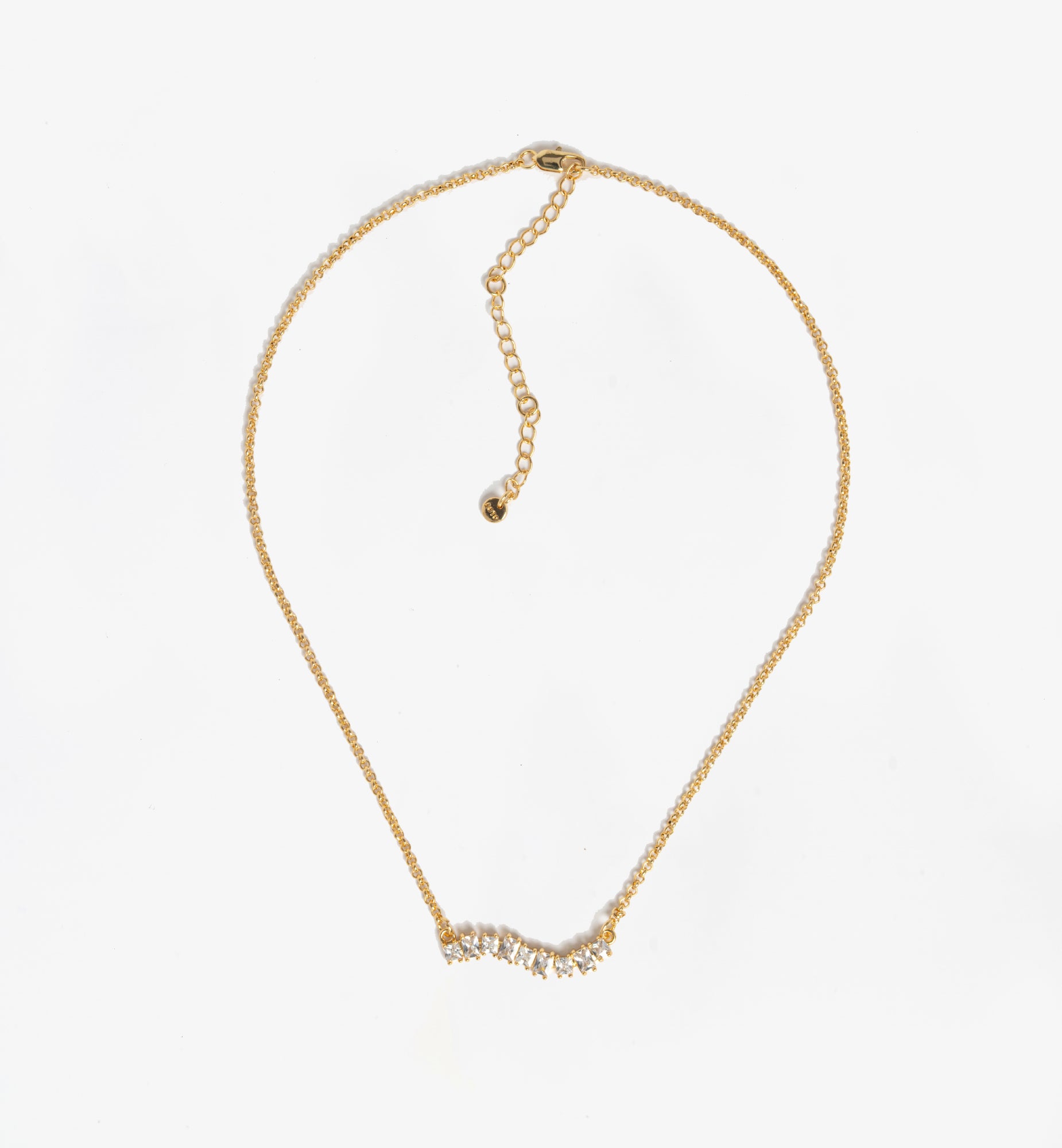 Nami Gold Stone Wave Necklace 18K Gold Plated Cz Rhinestones 18K Gold Plated by Uchi & Soto Jewellery