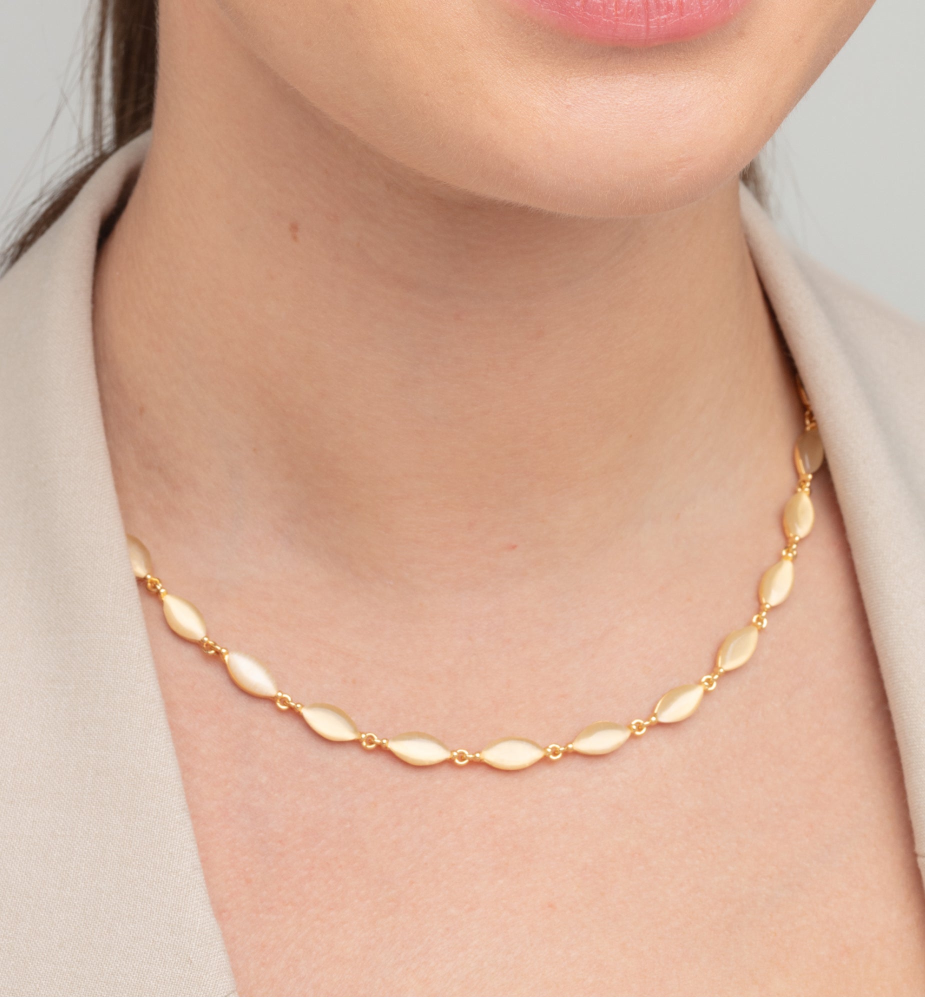 Nekomeishi Cream Cats Eye Necklace 18K Gold Plated Semi Precious Stone 18K Gold Plated by Uchi & Soto Jewellery