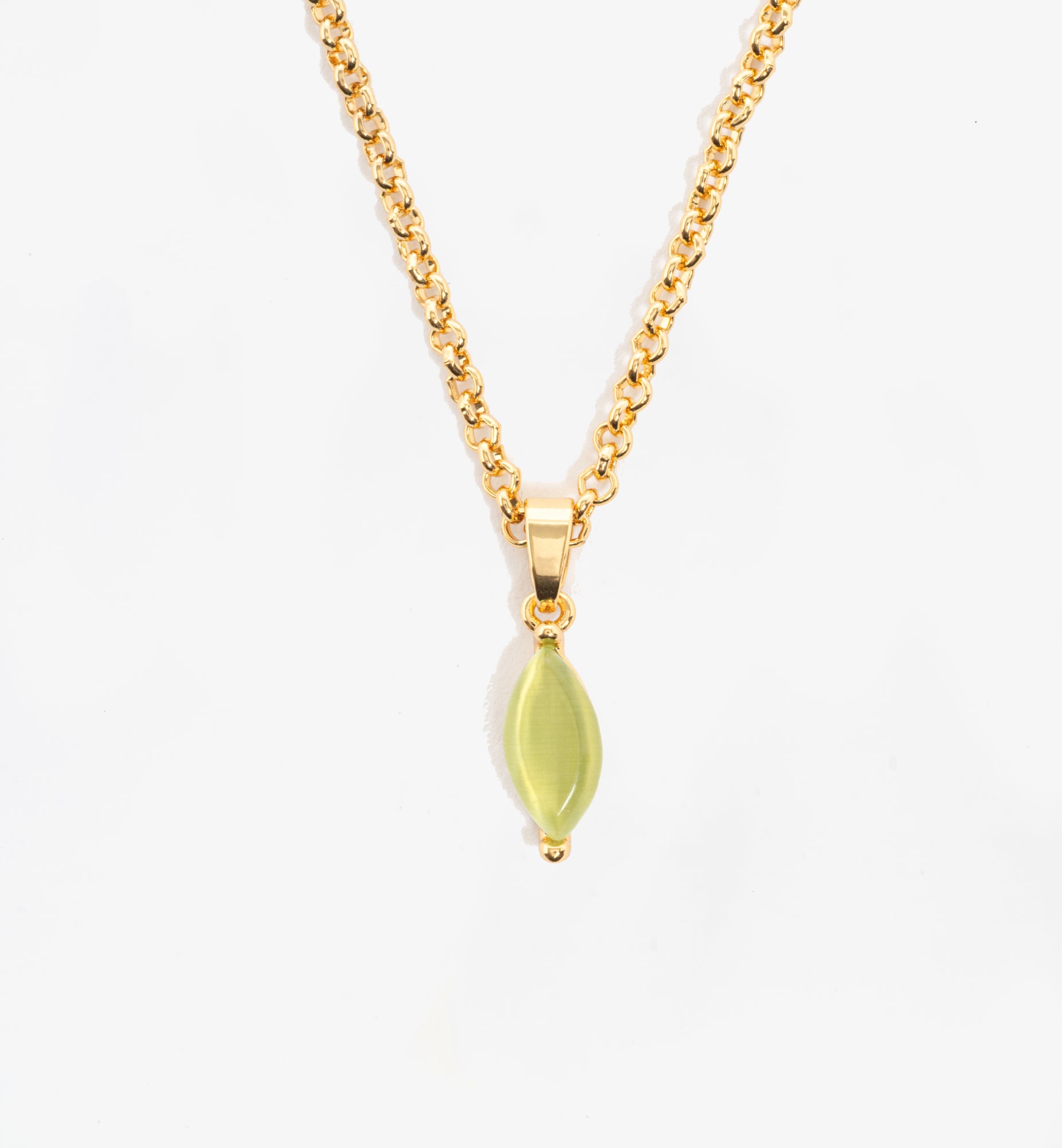 Nekomeishi Green Cats Eye Pendant 18K Gold Plated by Uchi & Soto Jewellery
