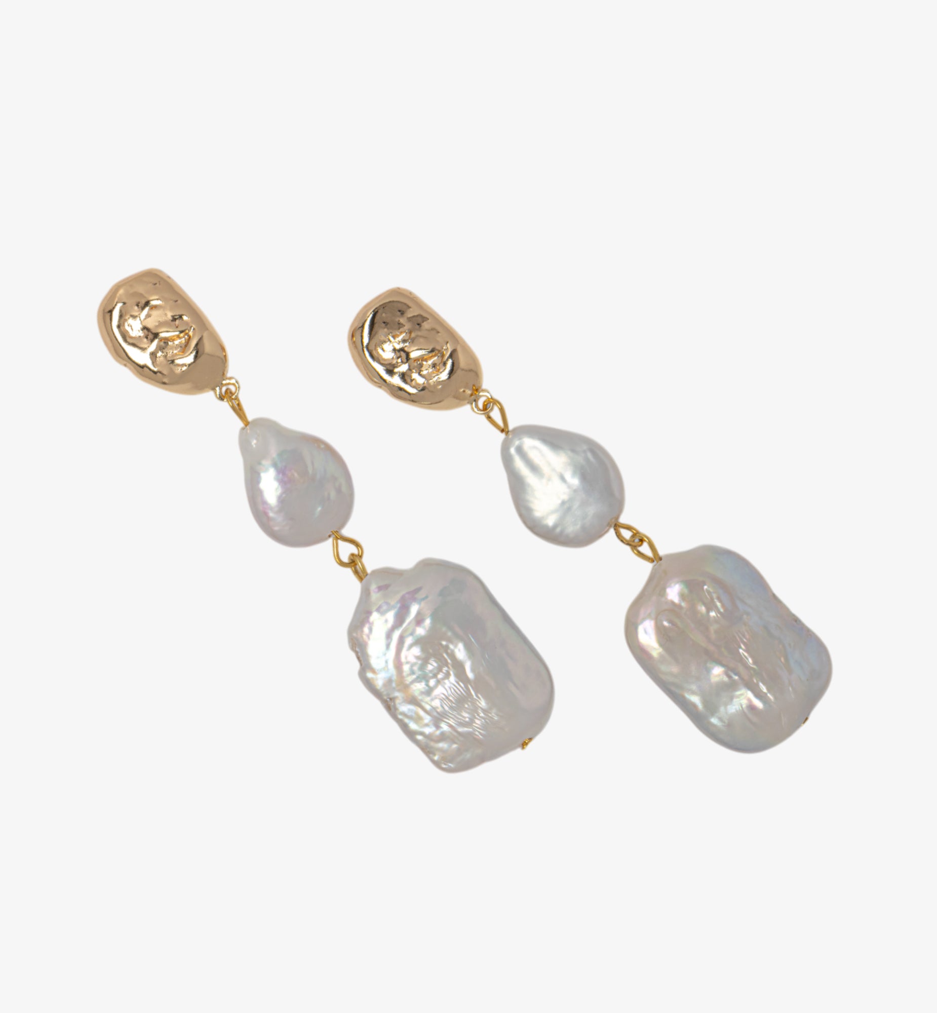 Shinju Gold Square Pearl Earrings 18K Gold Plated Baroque Pearls 18K Gold Plated by Uchi & Soto Jewellery