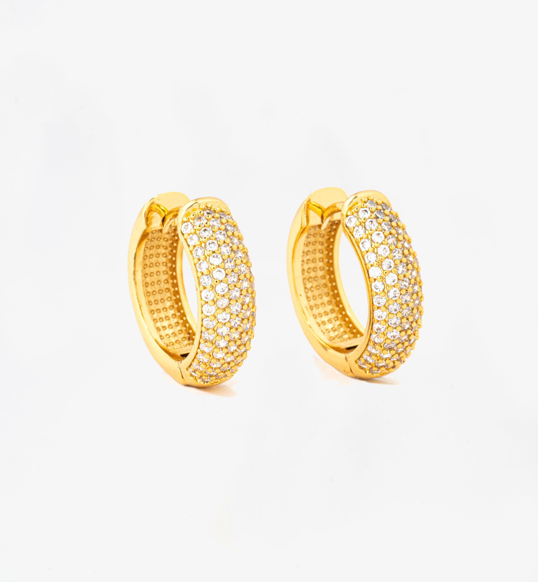 Kin Gold Pave Earrings 18K Gold Plated Cz Rhinestones  18K Gold Plated by Uchi & Soto Jewellery