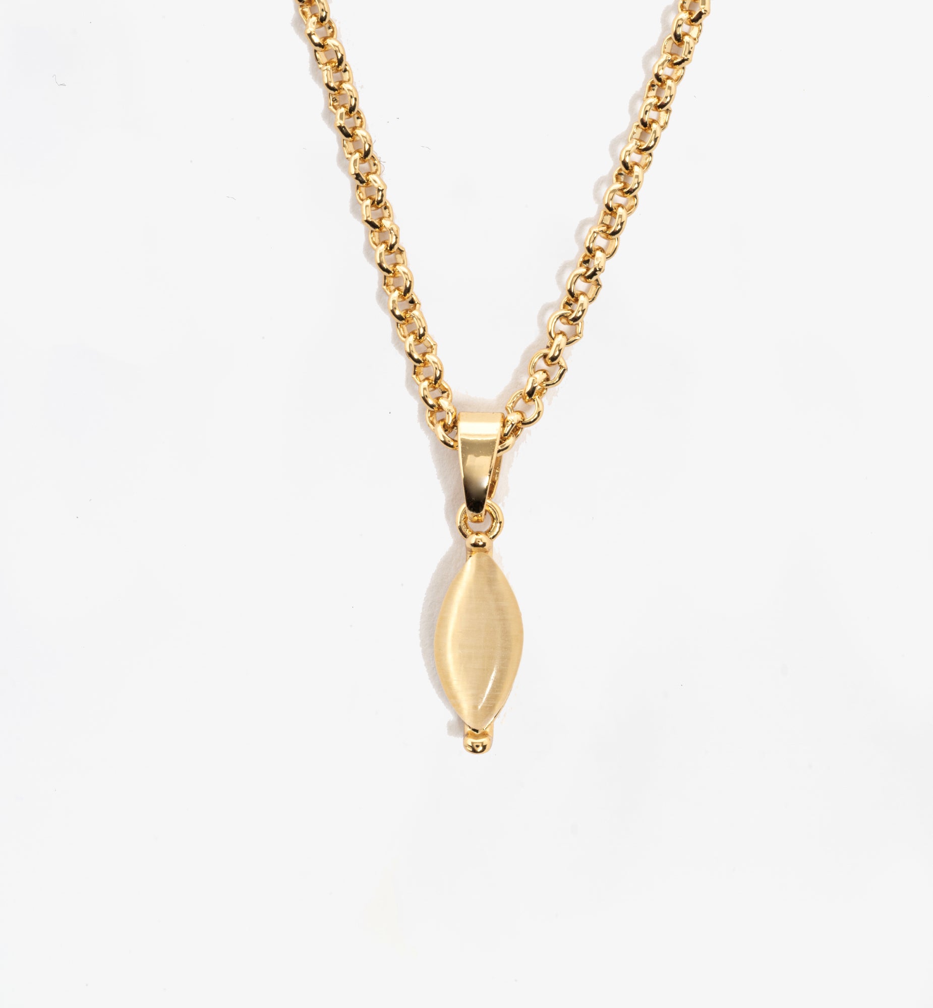 Nekomeishi Cream Cats Eye Pendant  18K Gold Plated by Uchi & Soto Jewellery