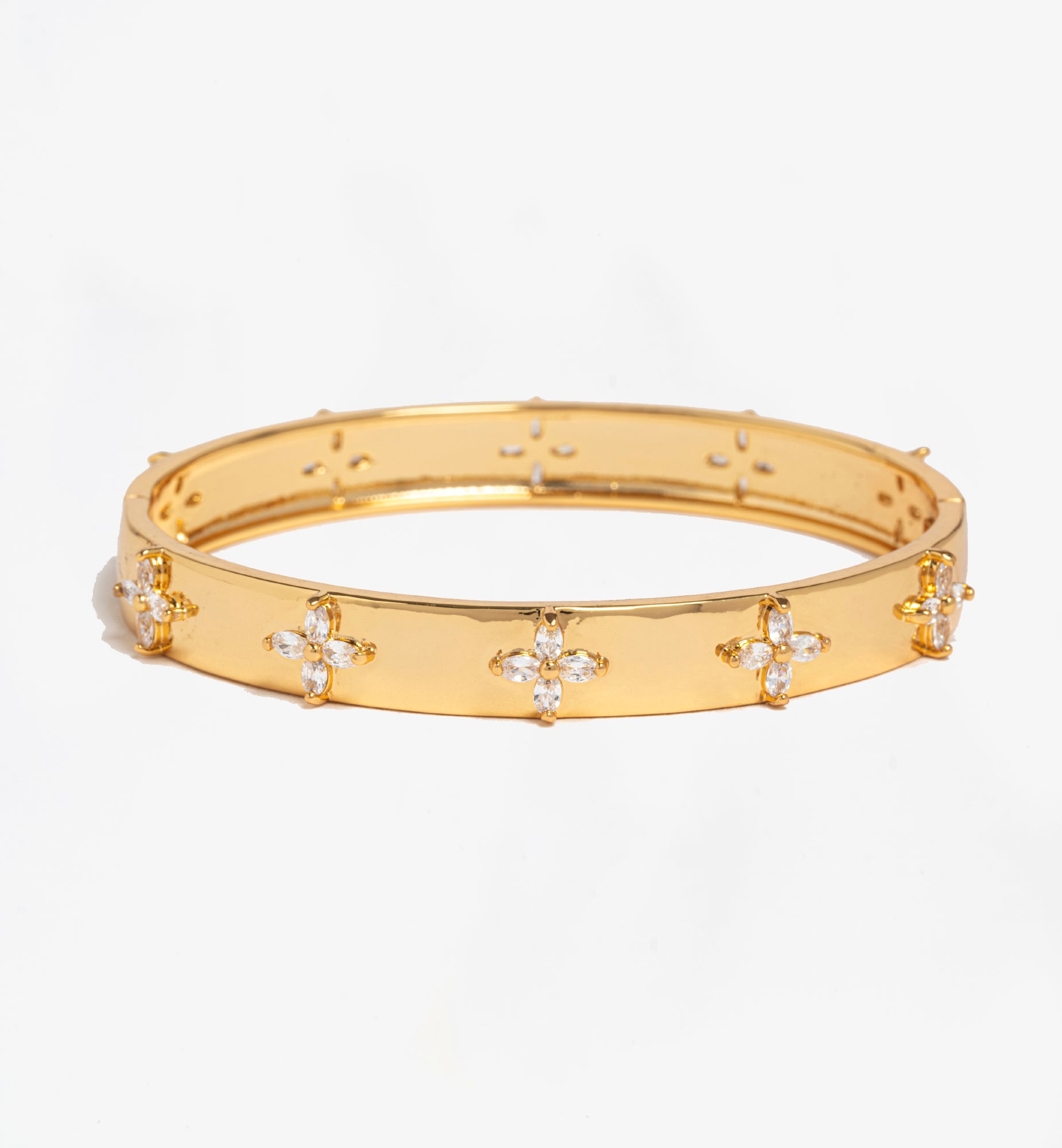 Kinmokusei Gold Bead Floral Bangle