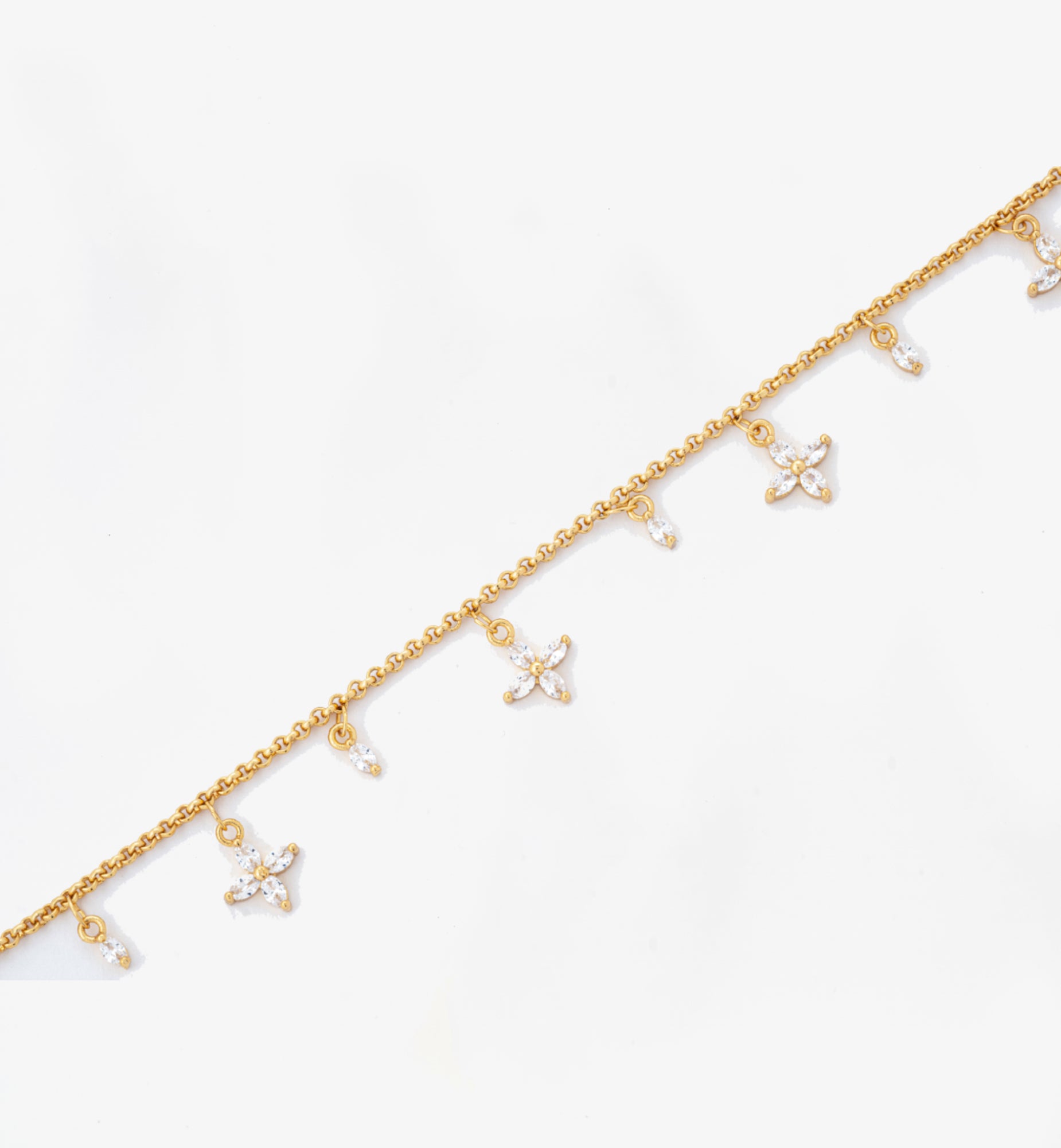 Kinmokusei Gold Floral Necklace 18K Gold Plated Cz Rhinestones  18K Gold Plated by Uchi & Soto Jewellery