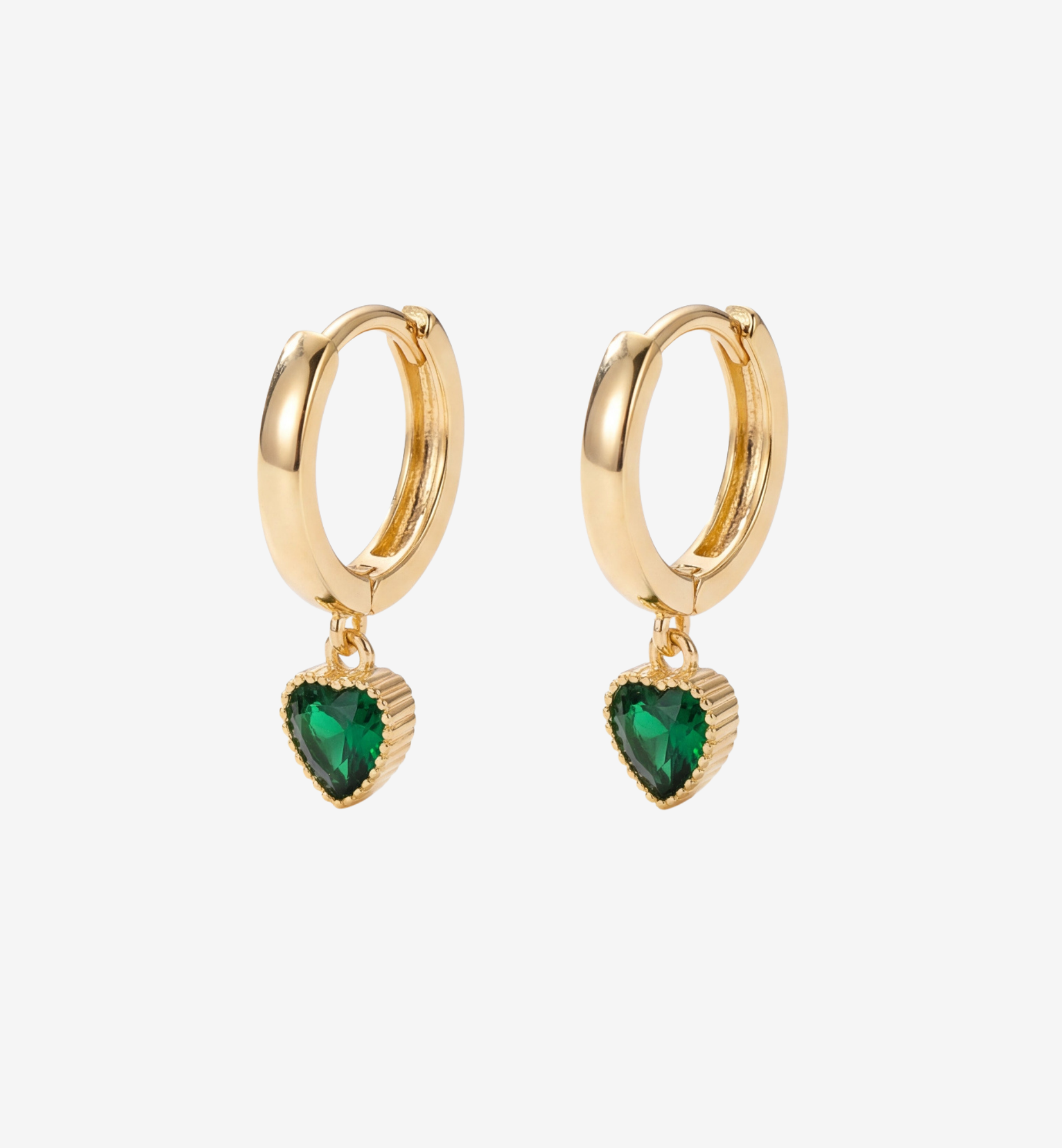 Kokoro Green Heart Hoop Earrings
