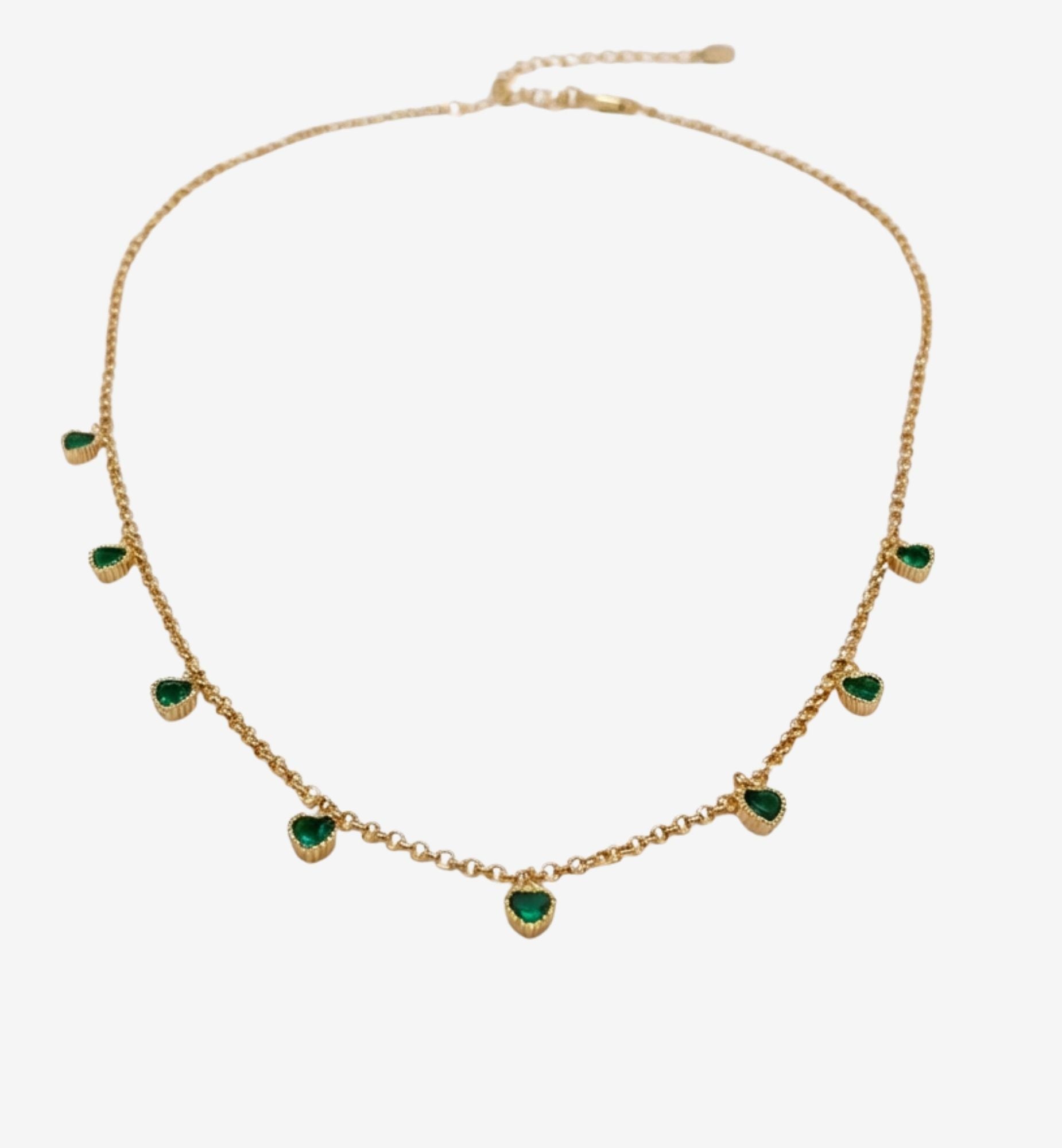 Kokoro Green Heart Gold Necklace