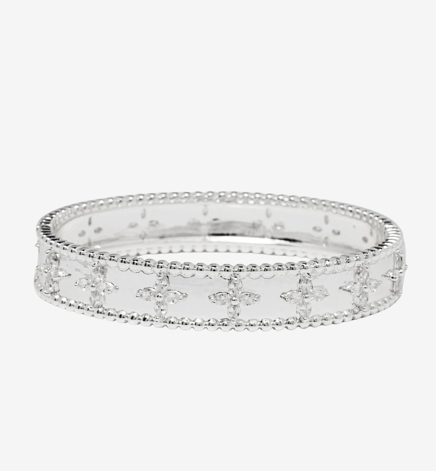 Kinmokusei Silver Bead Floral Bangle