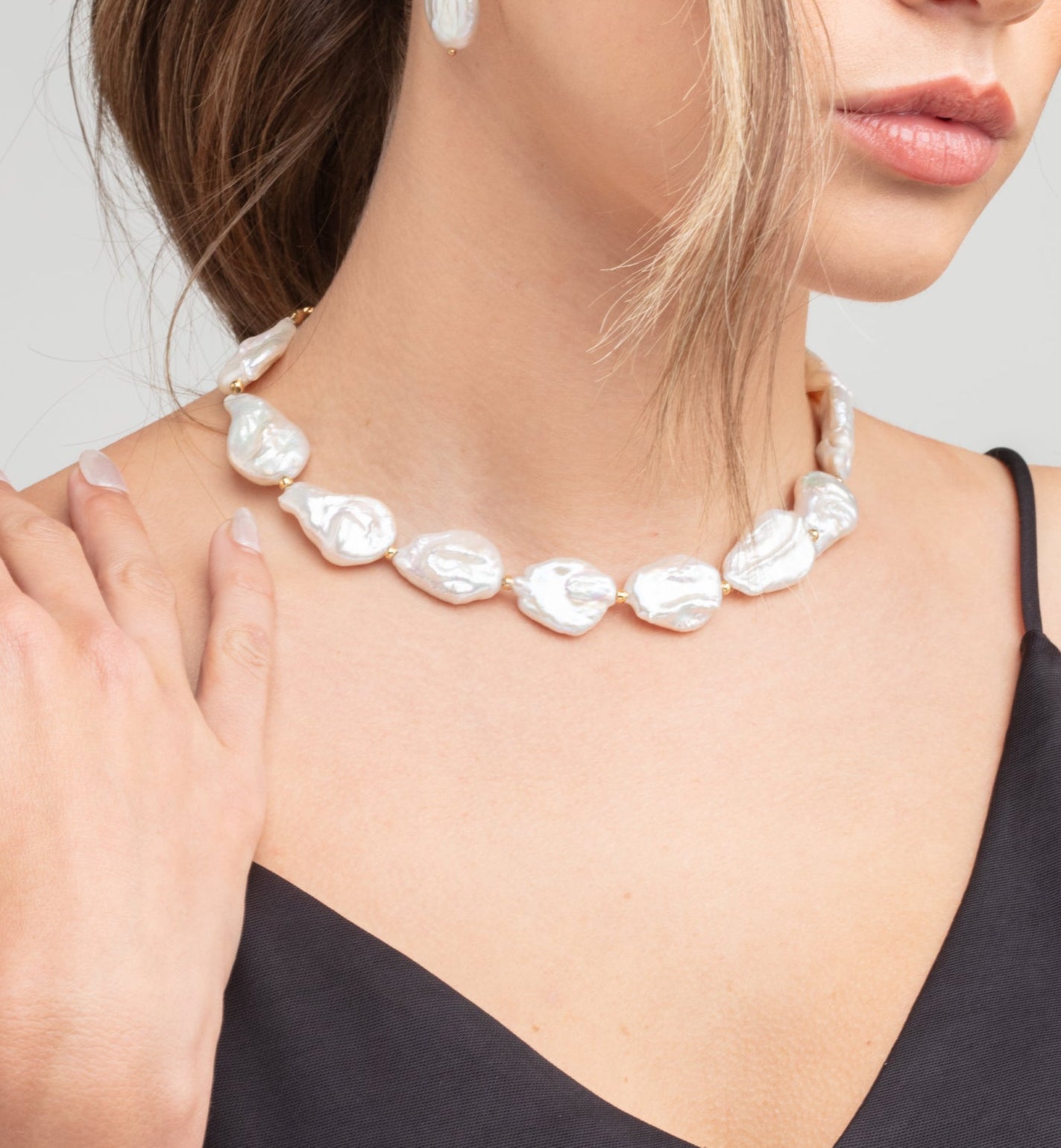 Shinju Gold Baroque Pearl Necklace 18K Gold Plated 18K Gold Plated by Uchi & Soto Jewellery