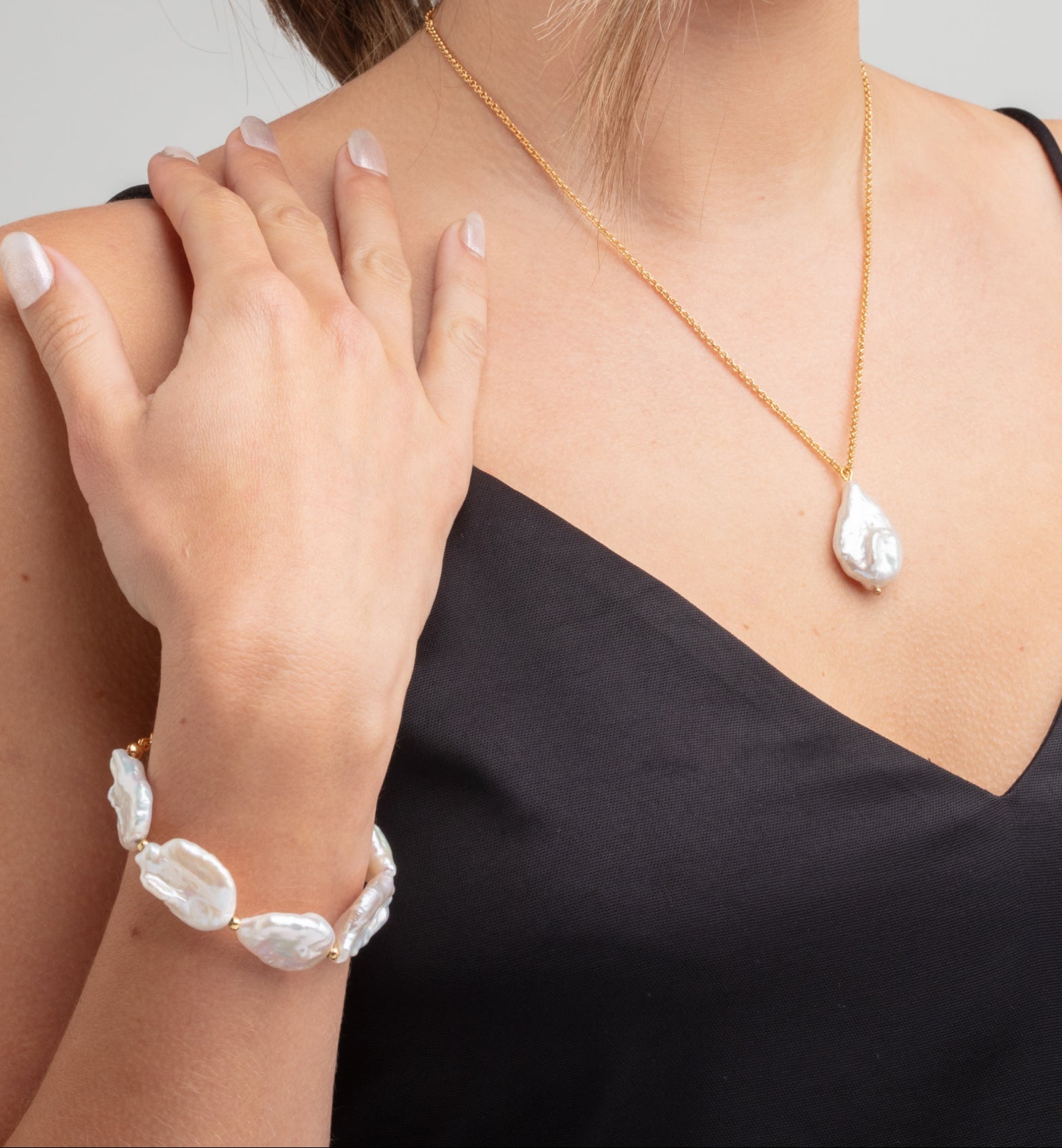 Shinju Gold Baroque Pearl Bracelet 18K Gold Plated 18K Gold Plated by Uchi & Soto Jewellery