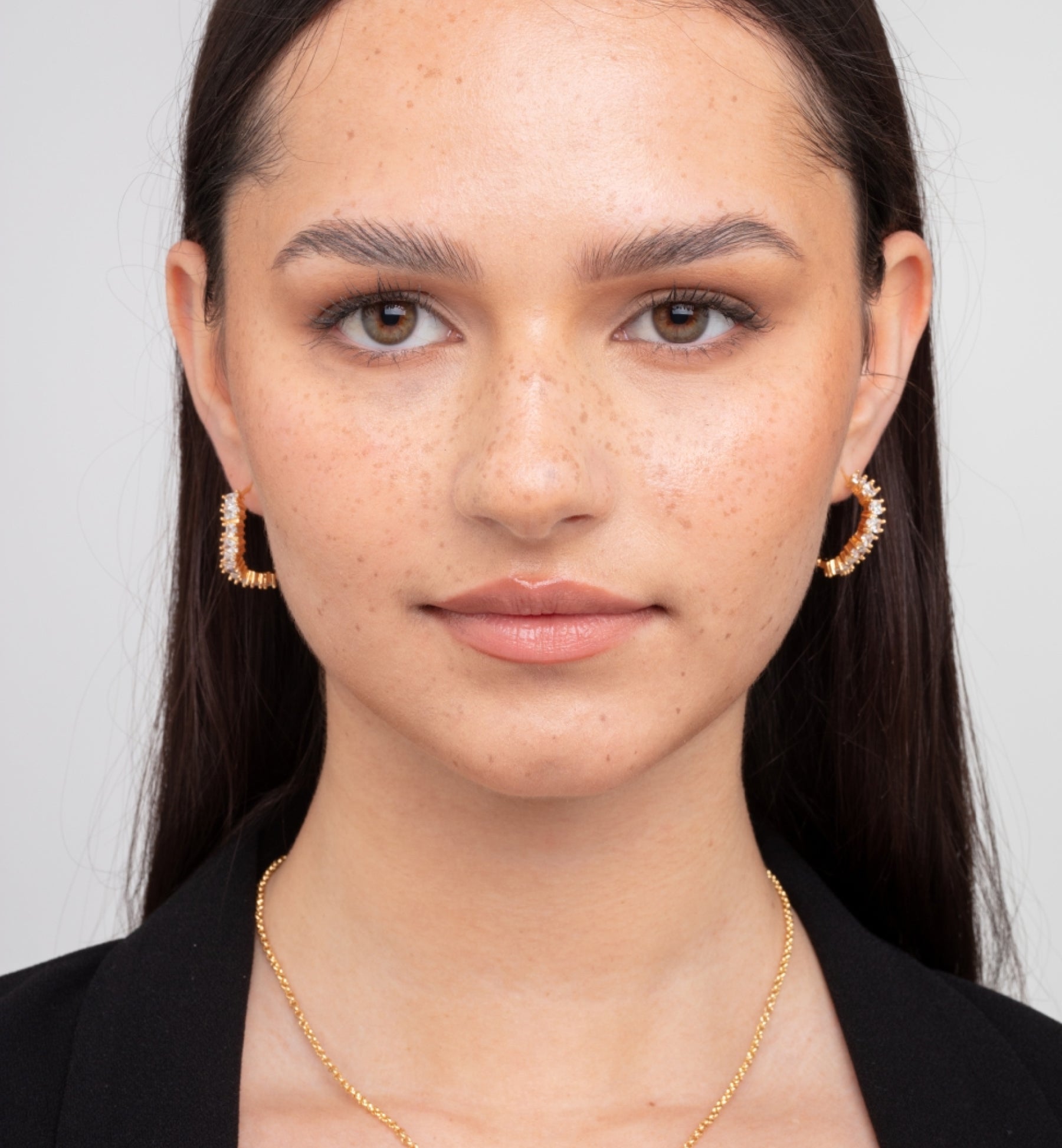 Nami Gold Stone Wave Earrings 18K Gold Plated Cz Rhinestone 18K Gold Plated by Uchi & Soto Jewellery