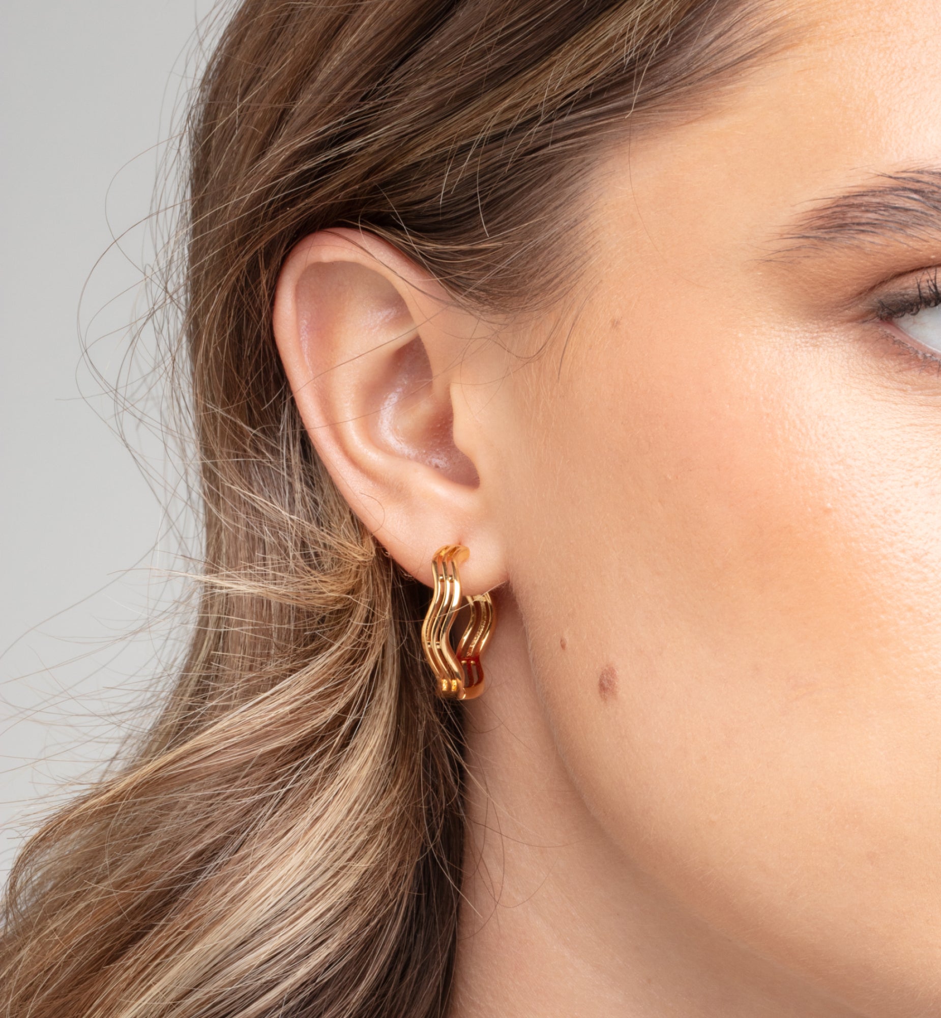 Nami Gold Wave Earrings 18K Gold Plated 18K Gold Plated by Uchi & Soto Jewellery