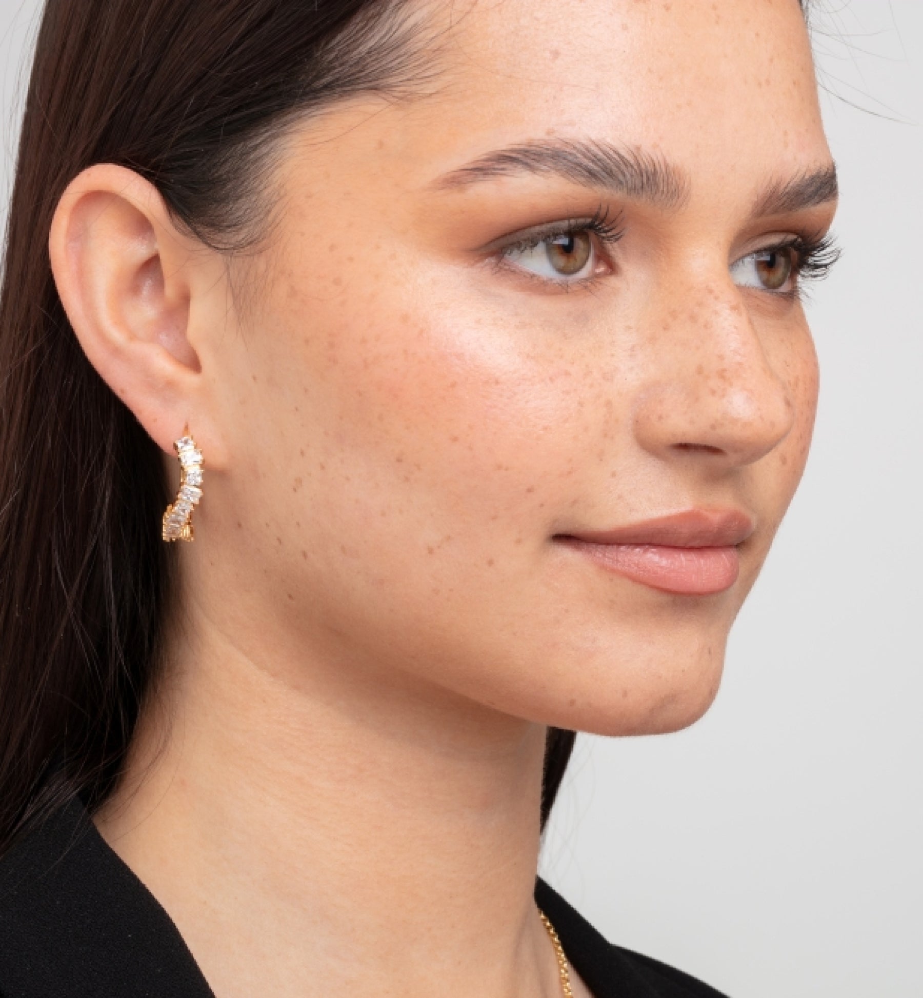 Nami Gold Stone Wave Earrings 18K Gold Plated Cz Rhinestone 18K Gold Plated by Uchi & Soto Jewellery