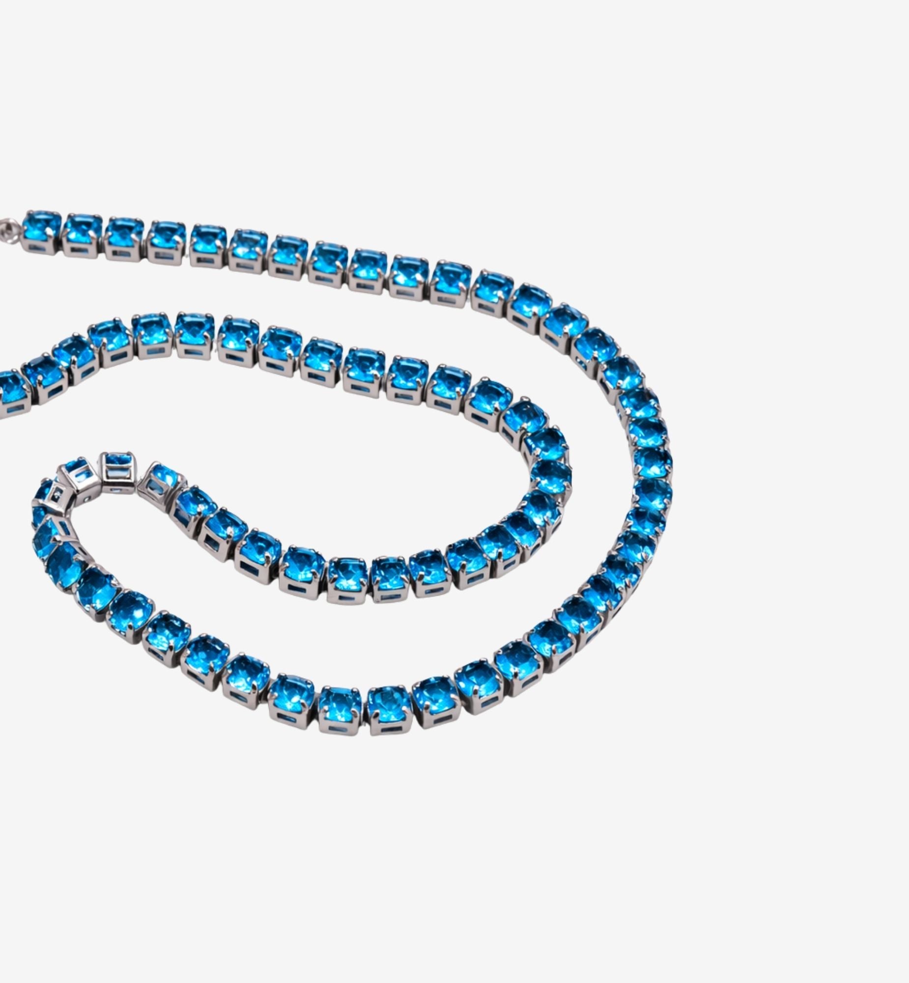 Shikaku Blue and Silver Tennis Necklace