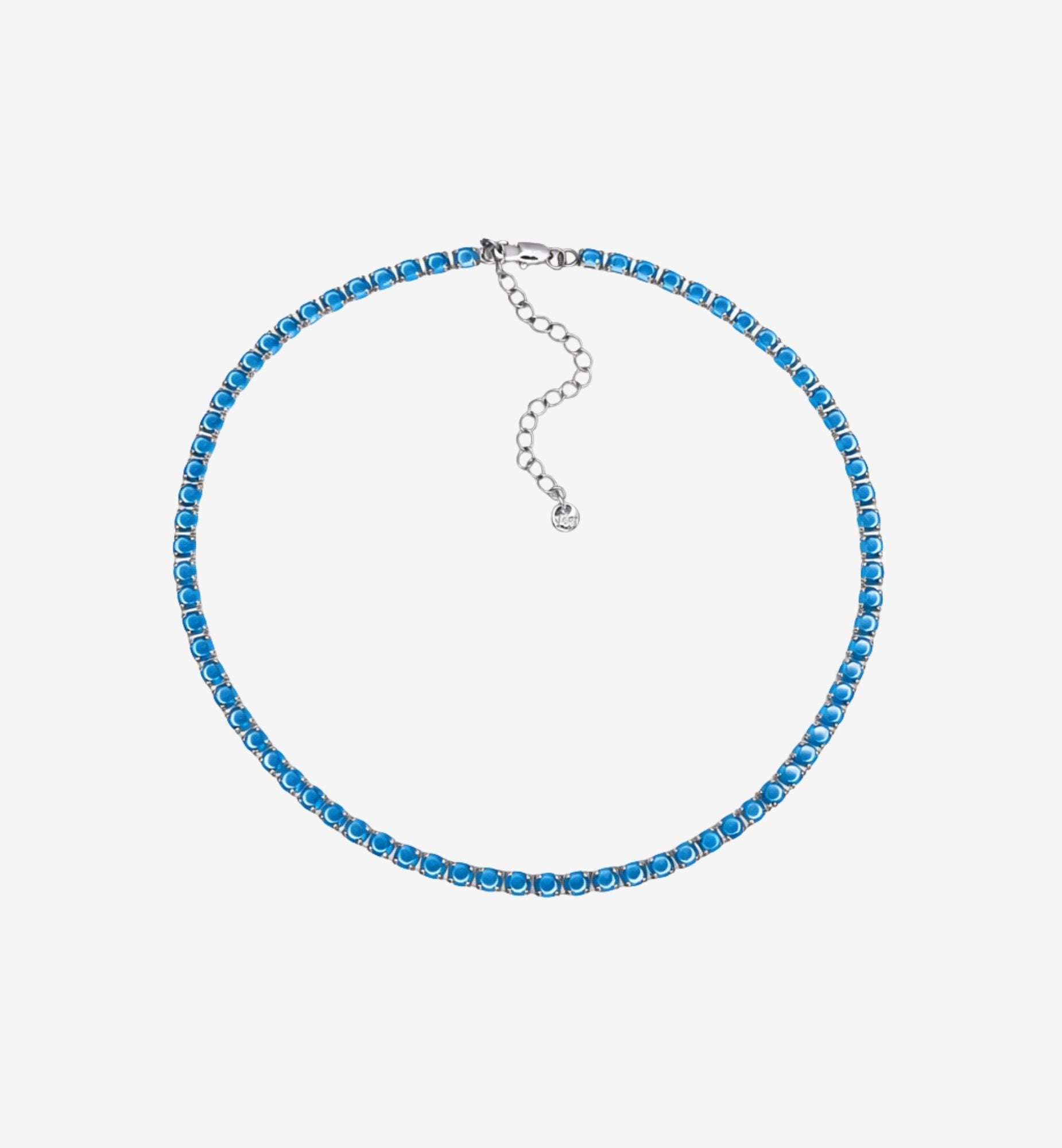 Shikaku Blue and Silver Tennis Necklace
