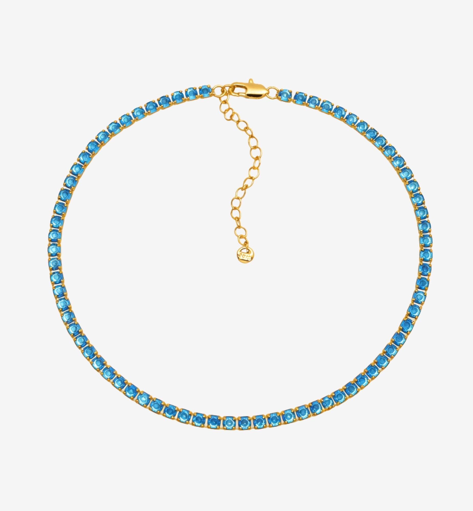 Shikaku Blue and Gold Tennis Necklace