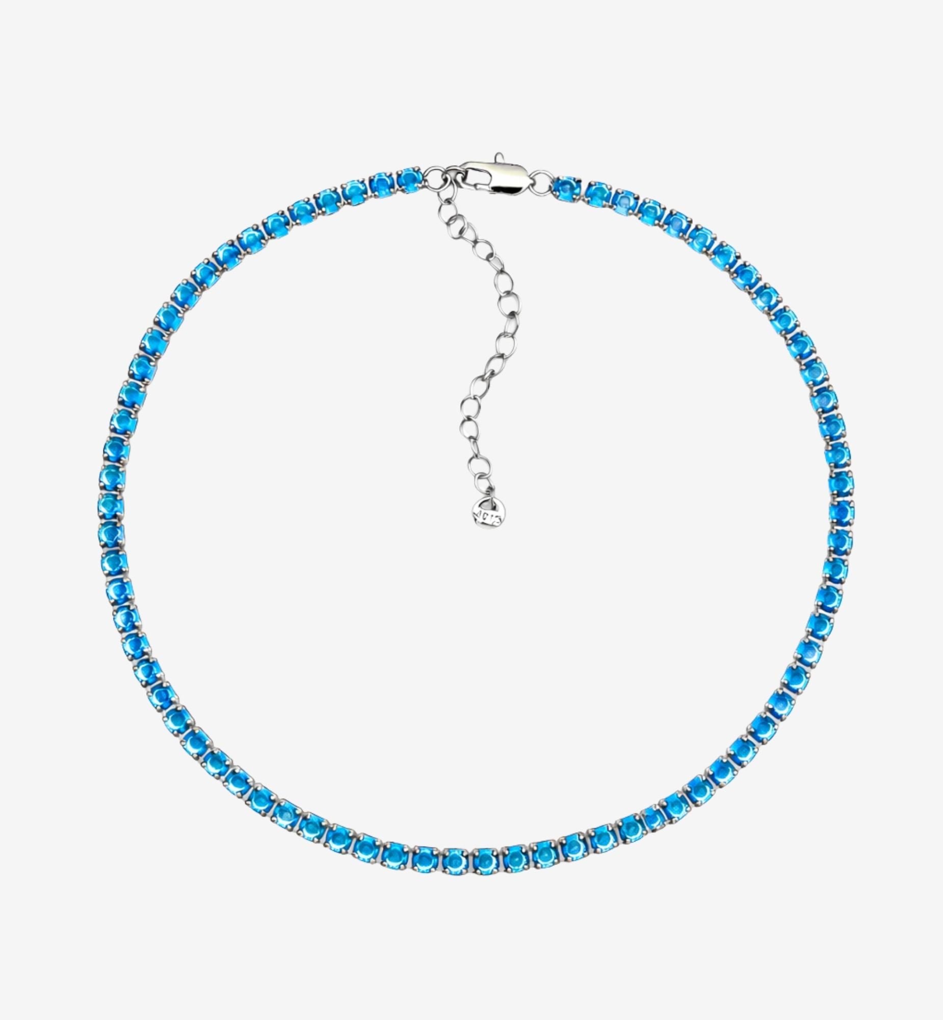 Shikaku Blue and Silver Tennis Necklace
