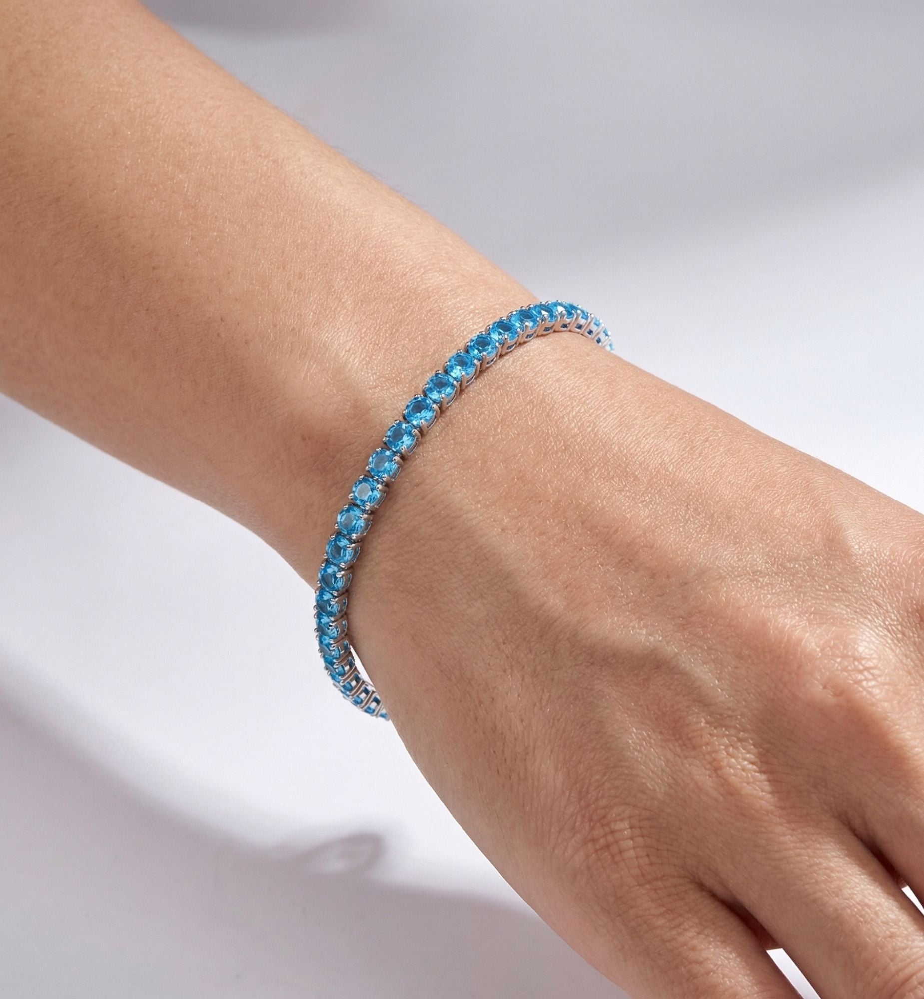 Shikaku Blue and Silver Tennis Bracelet