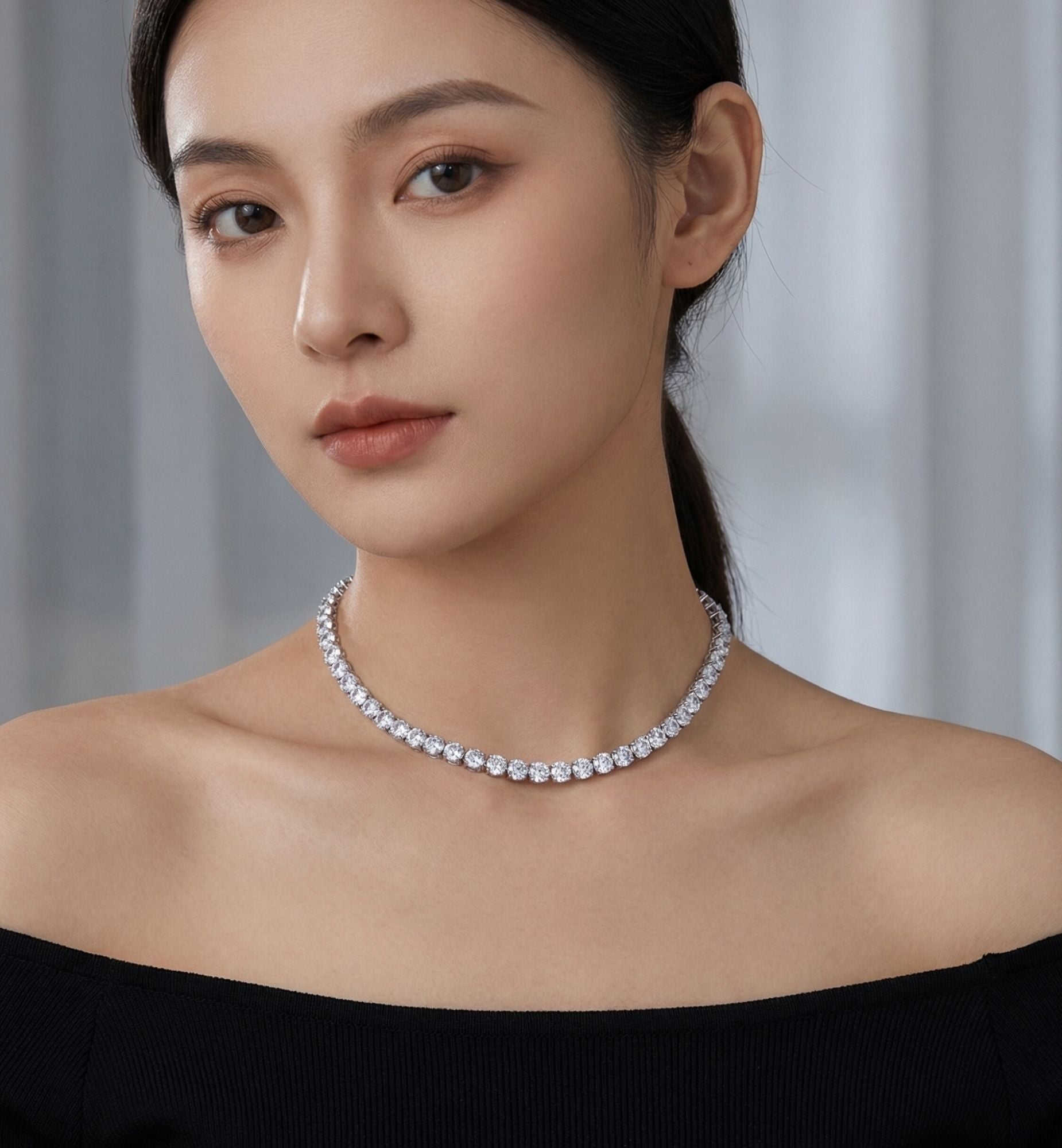 Shikaku Silver Tennis Necklace