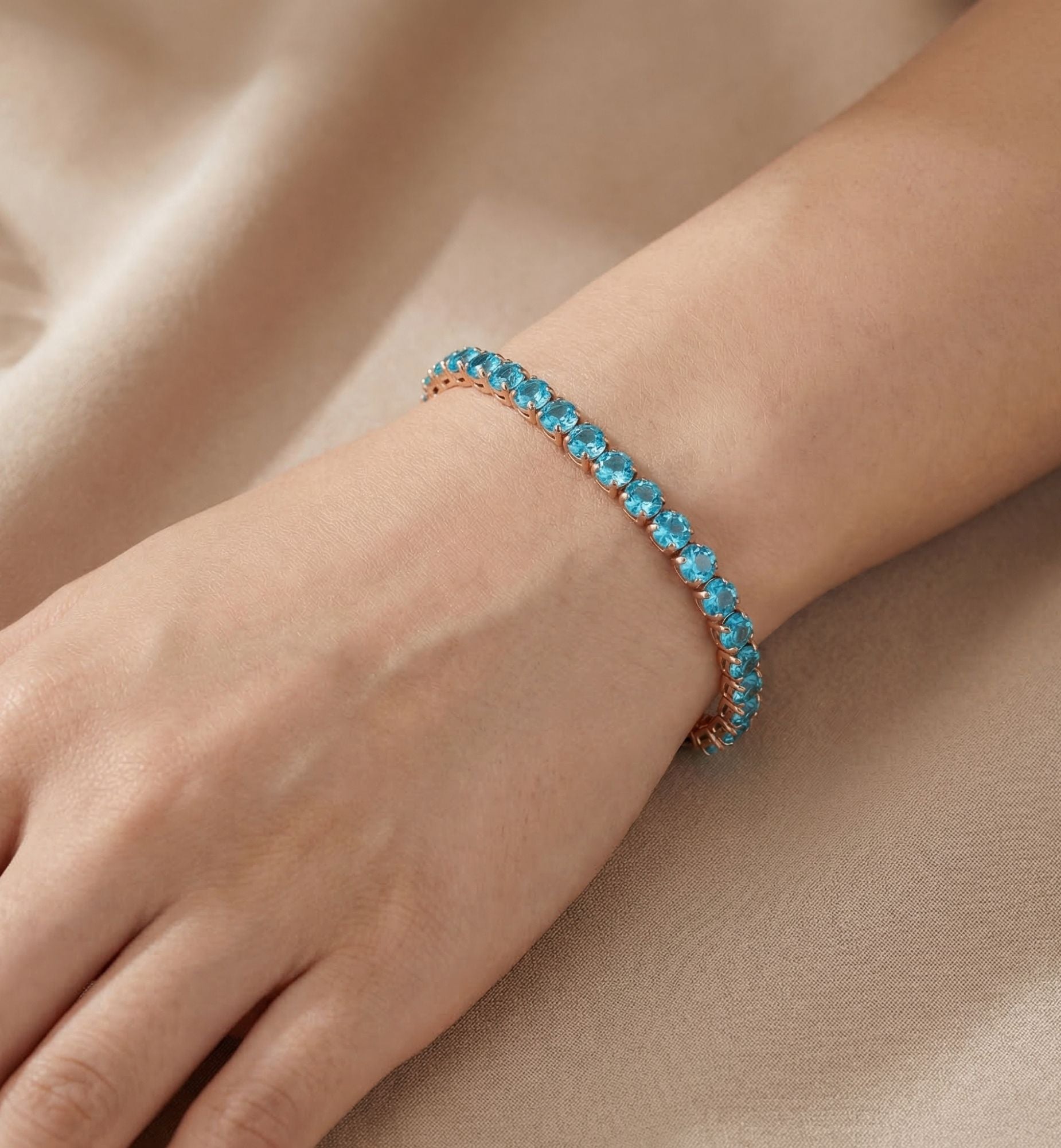 Shikaku Blue and Gold Tennis Bracelet