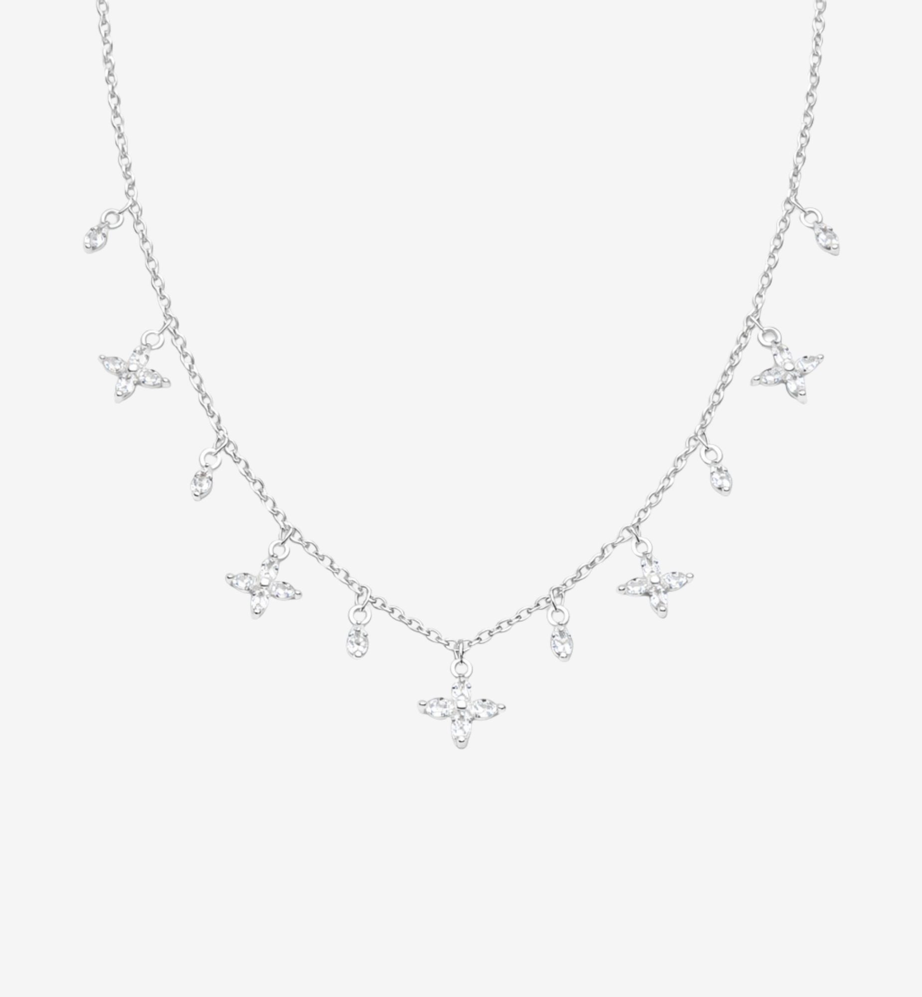 Kinmokusei Silver Floral Necklace + Earrings + Bangle