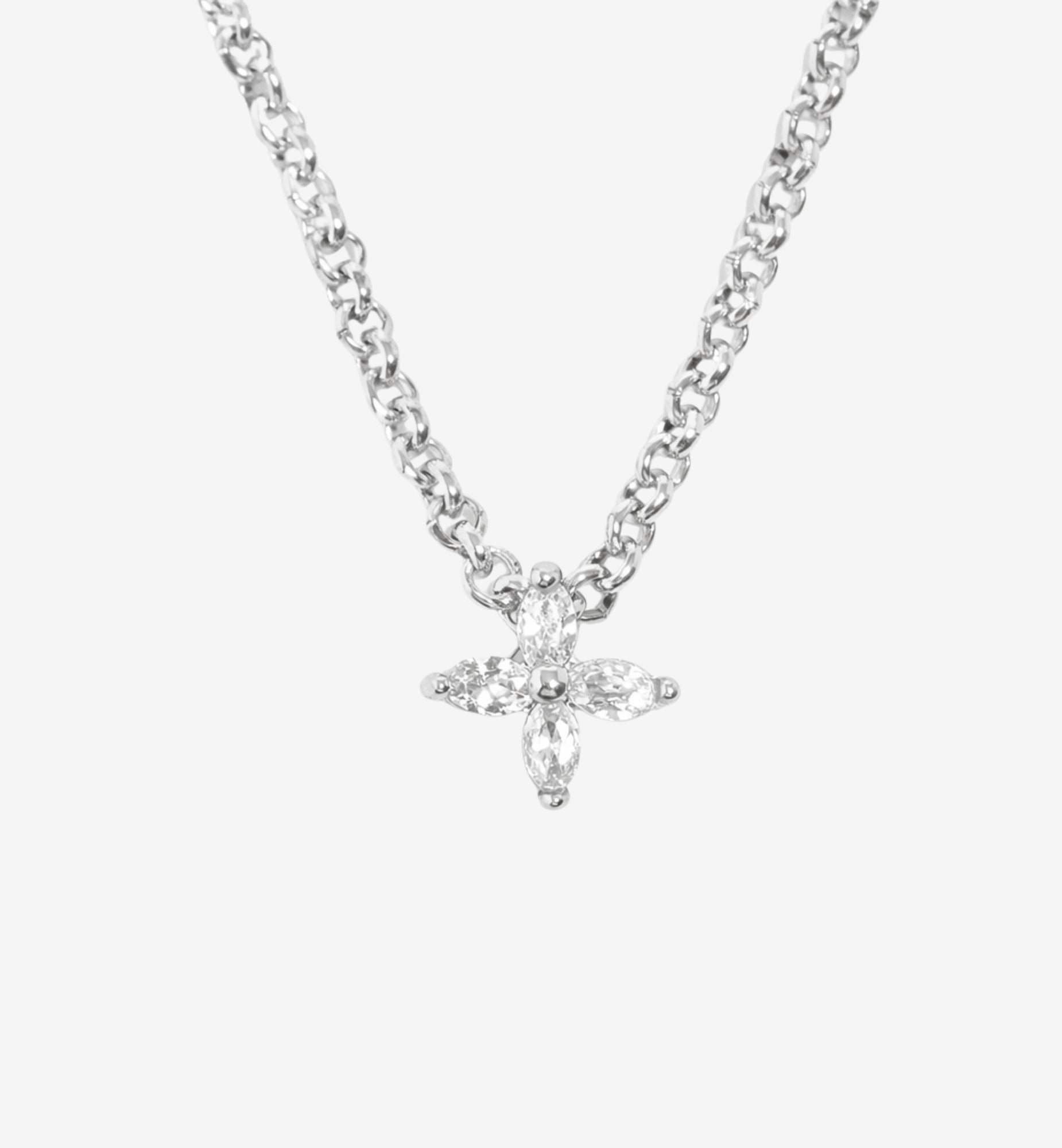 Kinmokusei Silver Floral Pendant Necklace