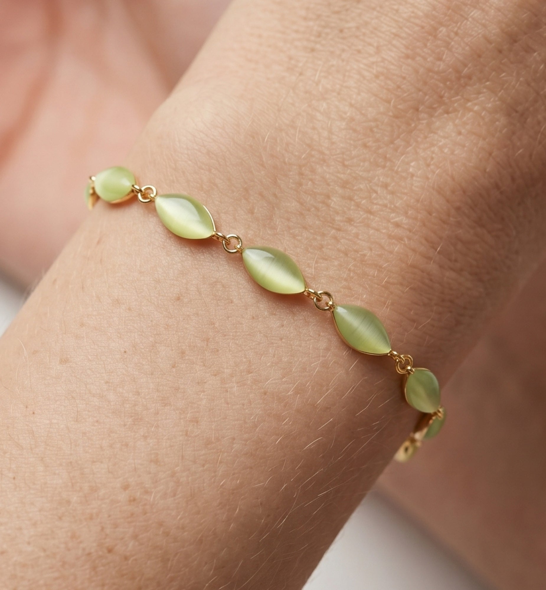Nekomeishi Green Cats Eye Earrings + Bracelet + Necklace