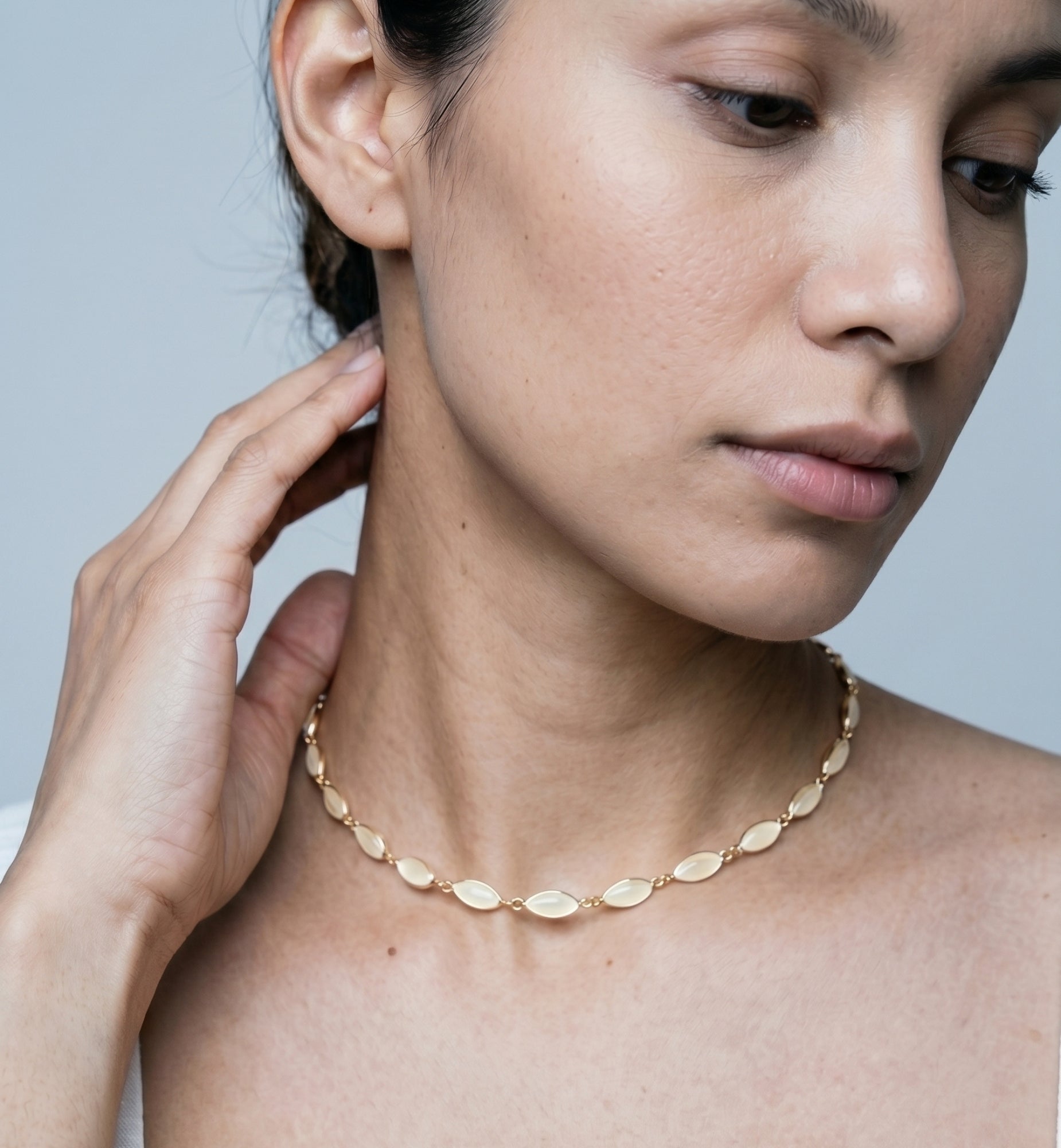 Nekomeishi Cream Cats Eye Necklace