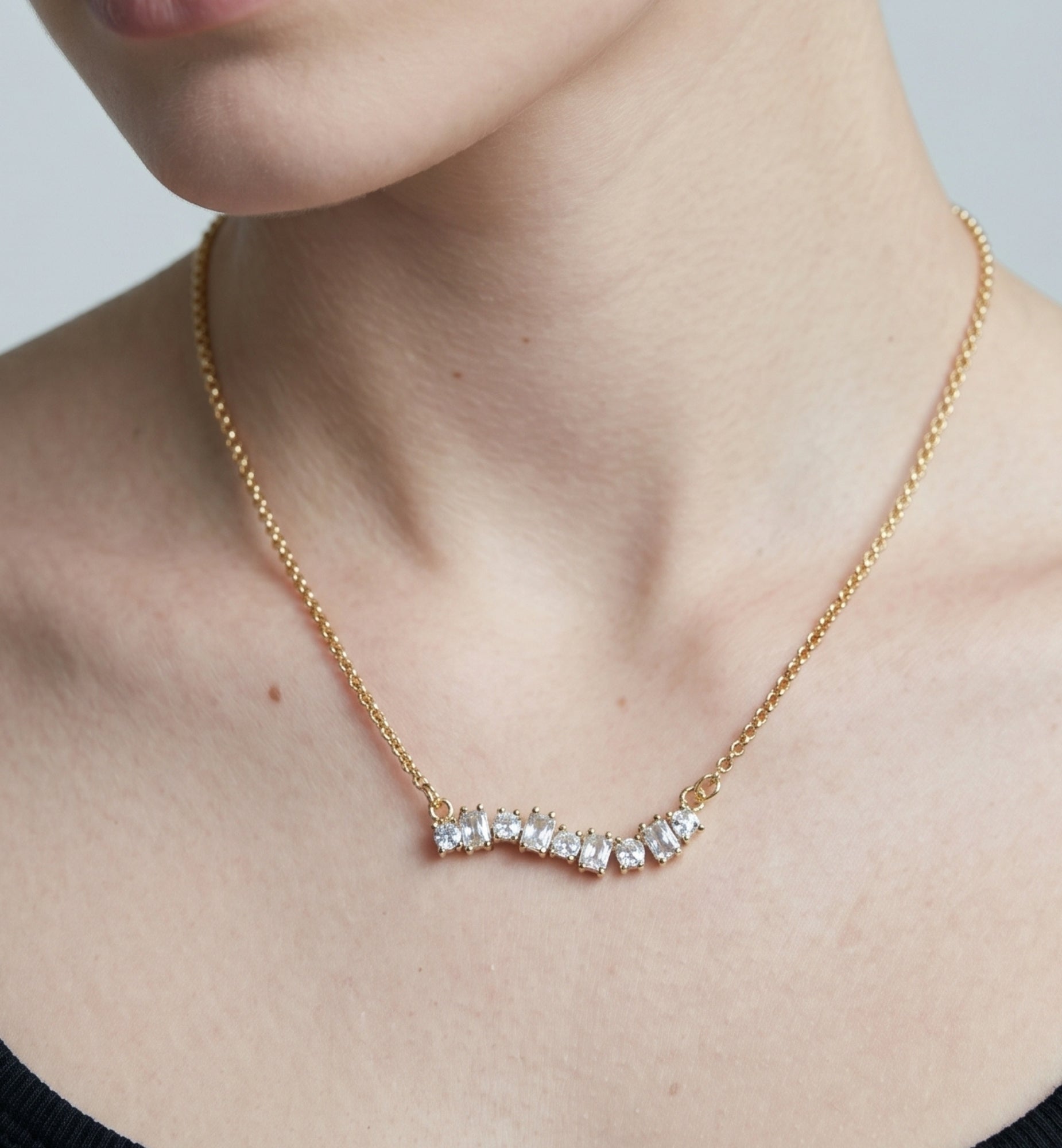 Nami Gold Stone Wave Necklace