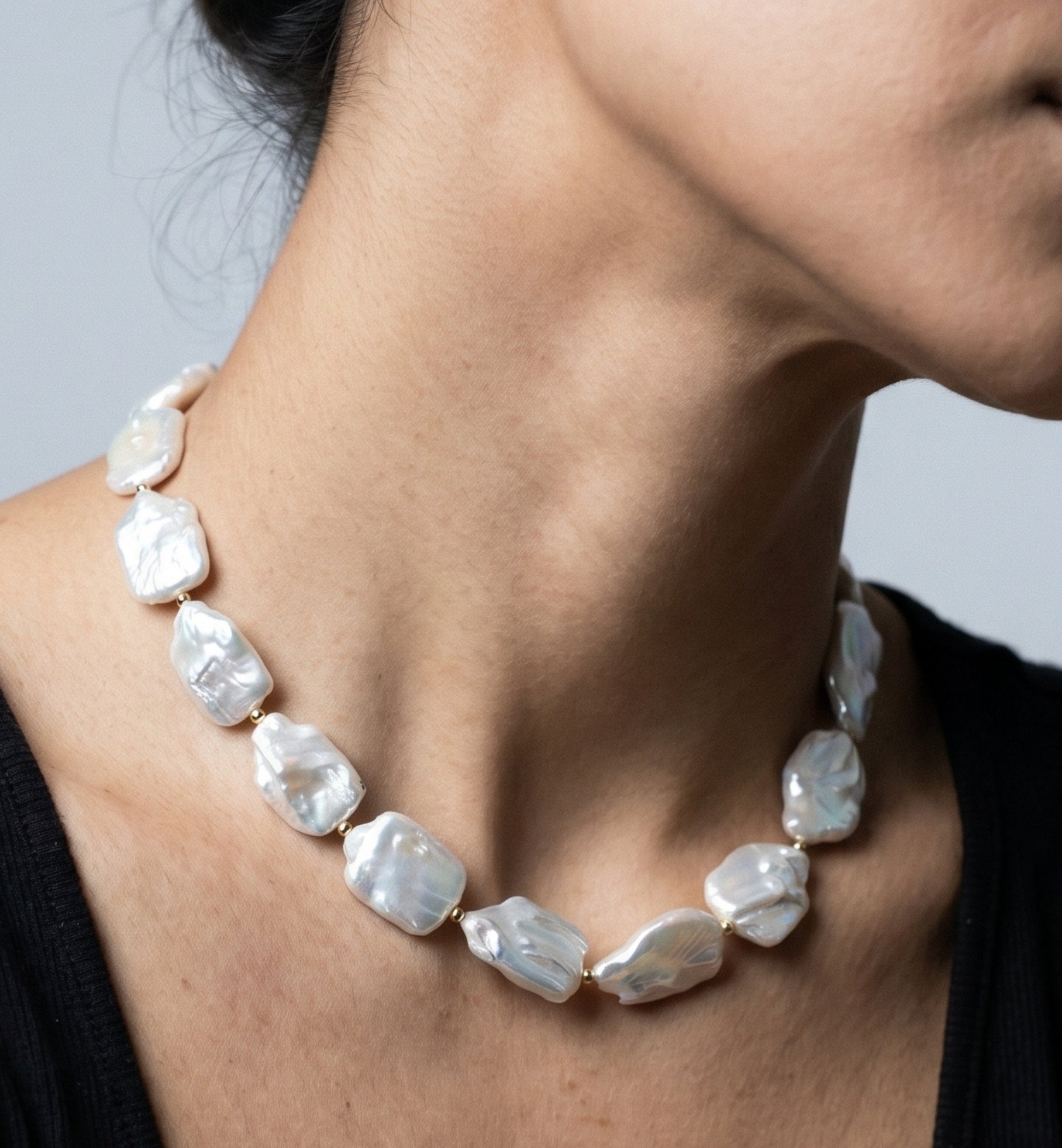 Shinju Gold Baroque Pearl Necklace