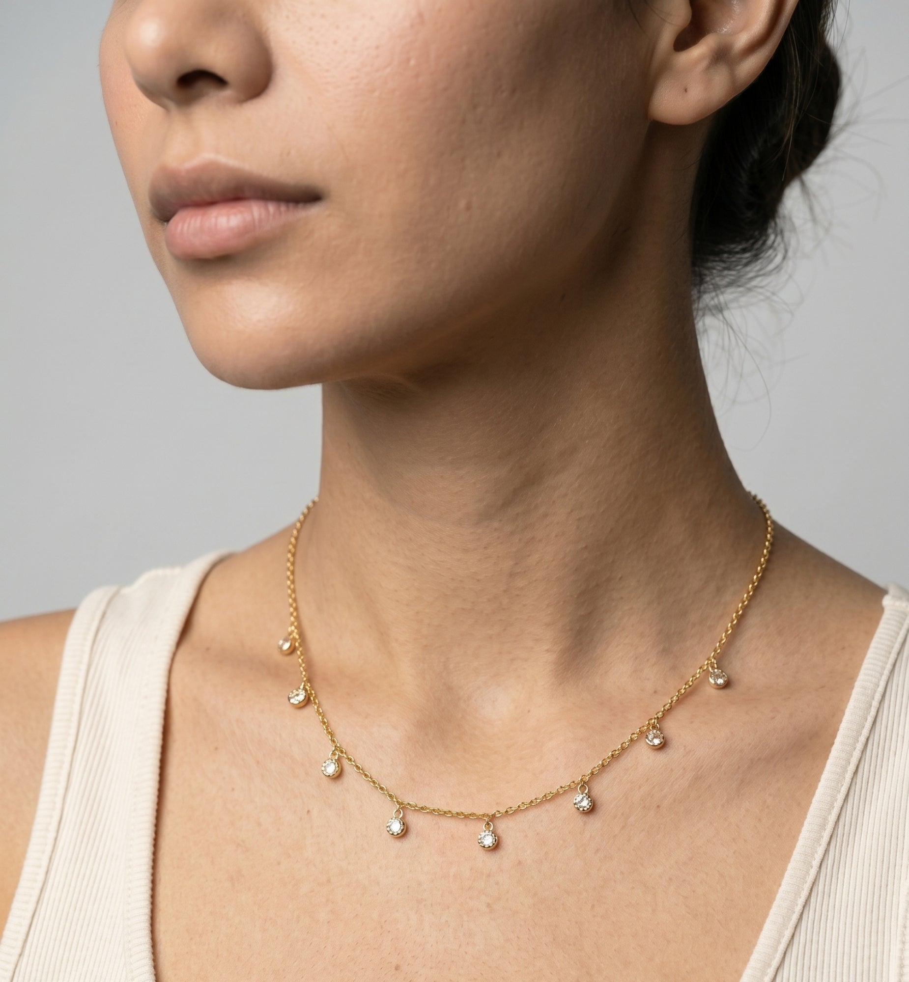 Enso Gold Circle Stone Necklace