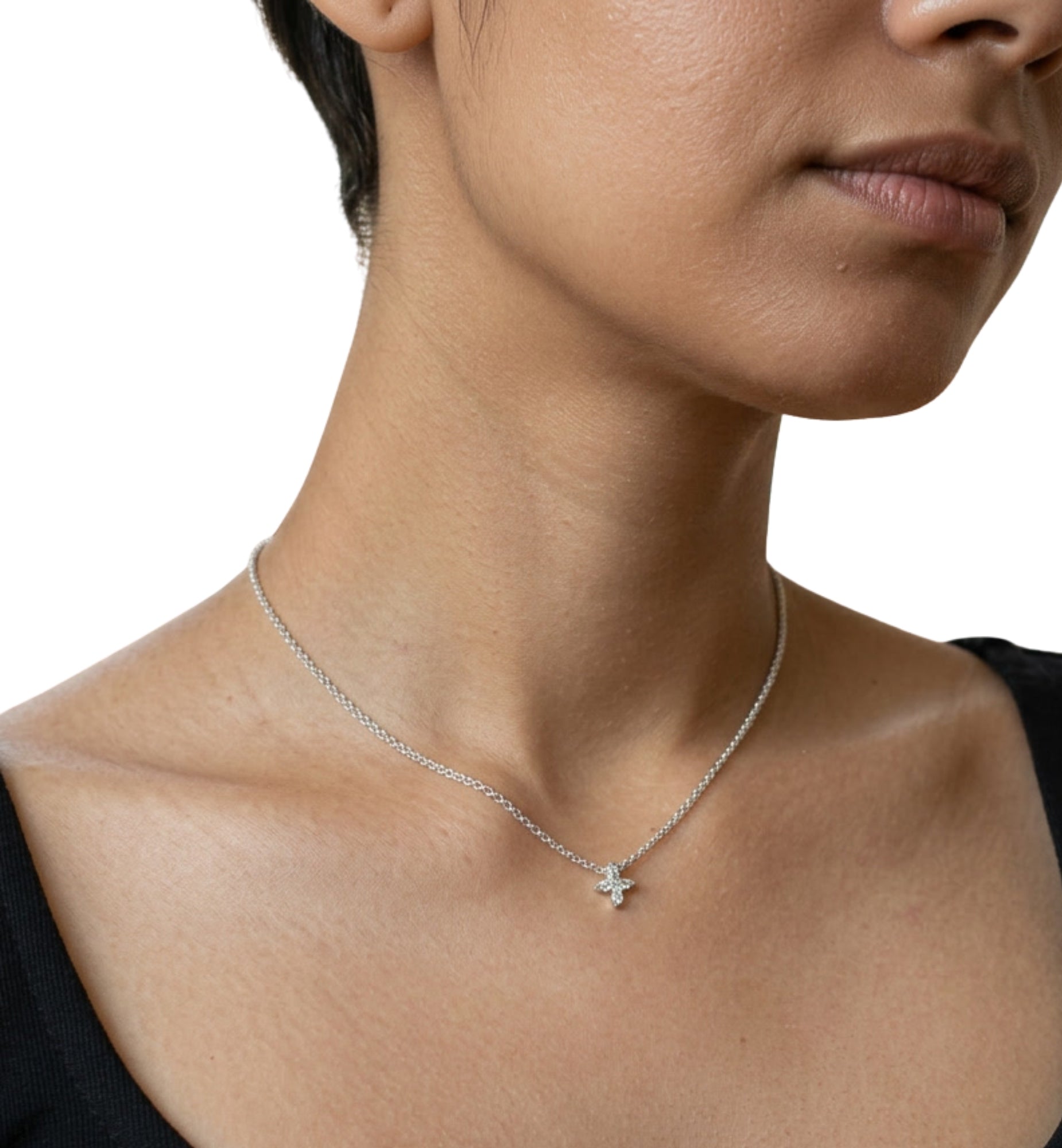 Kinmokusei Silver Floral Pendant Necklace