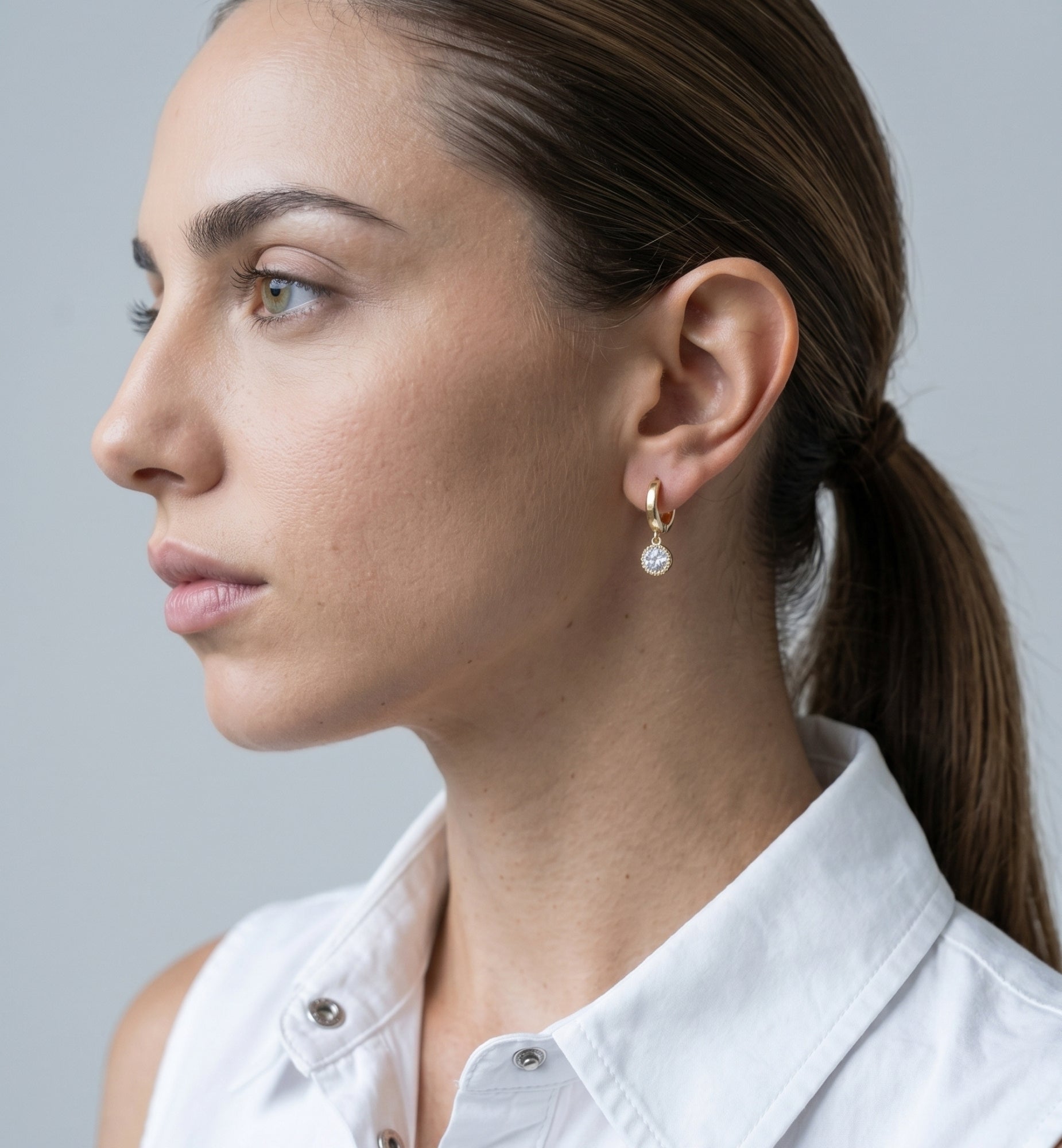 Enso Gold Circle Drop Hoop Earrings
