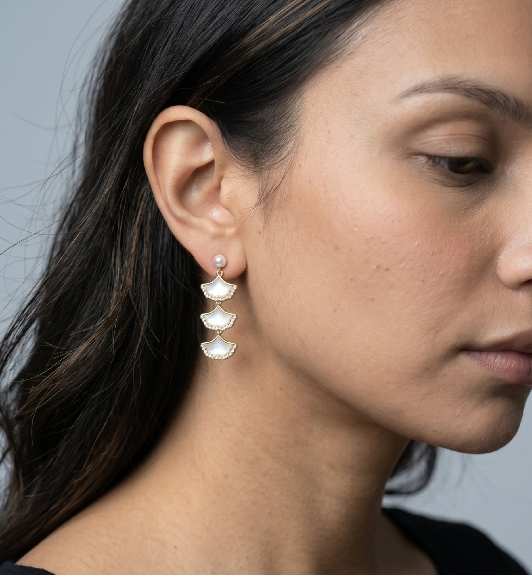 Gingko Gold Shell Earrings