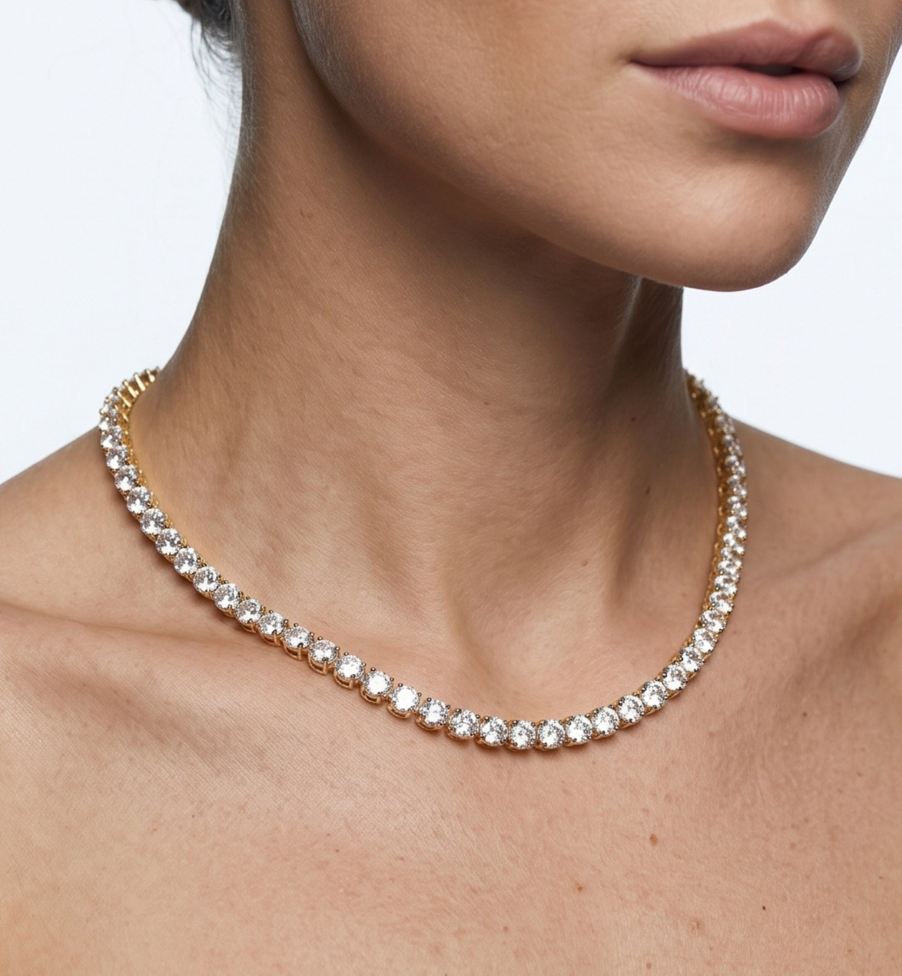 Shikaku Gold Stone Tennis Necklace