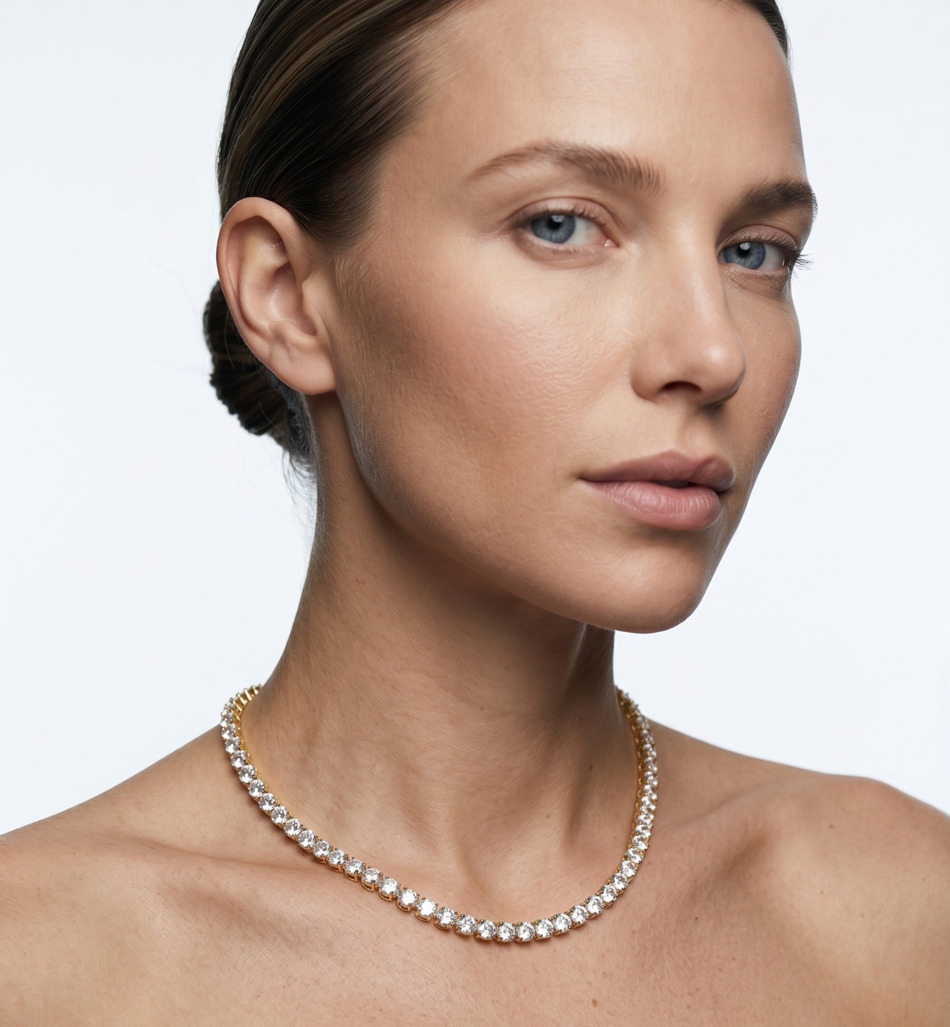 Shikaku Gold Stone Tennis Necklace