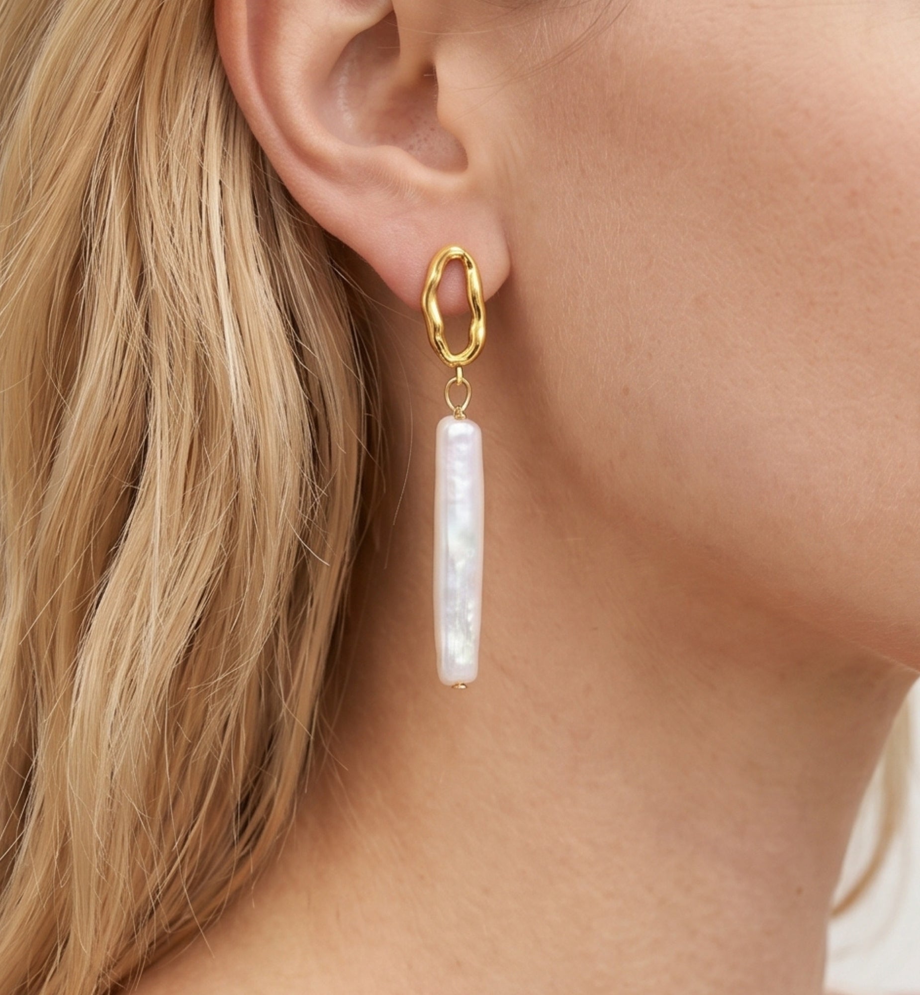 Shinju Gold Pearl Drop Earrings