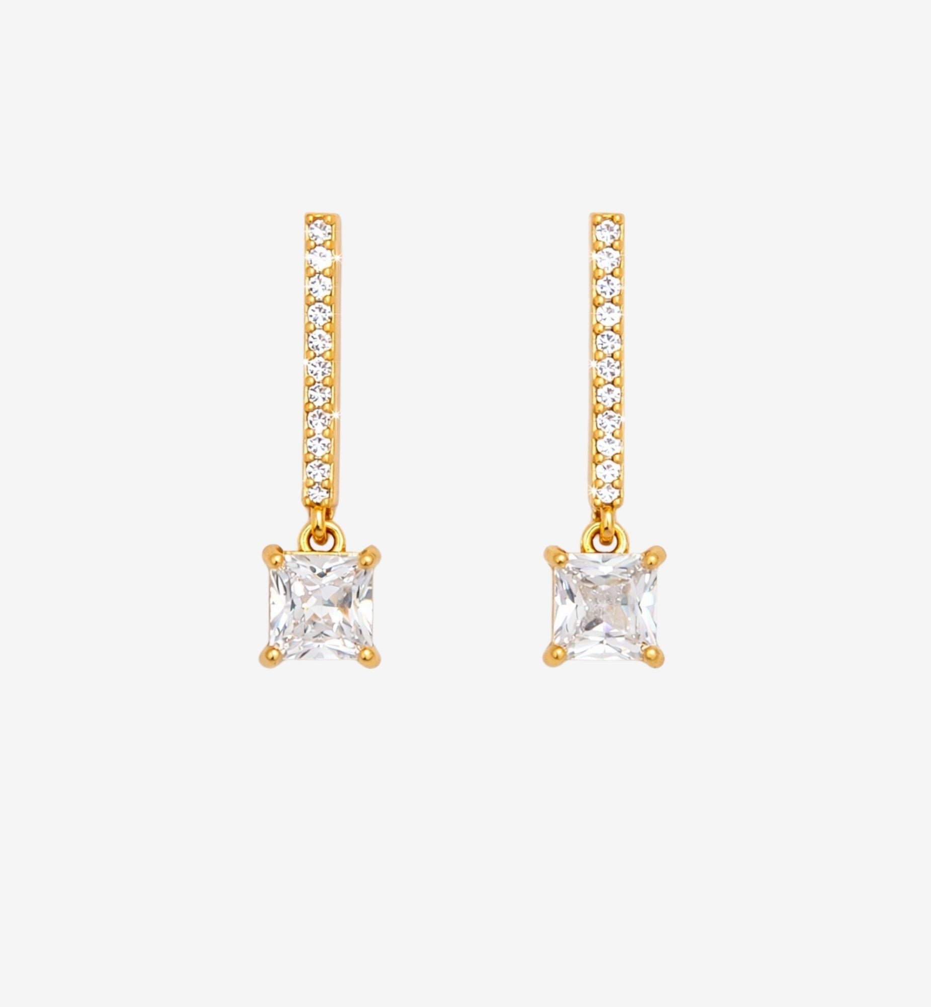 Shikaku Gold Drop Stone Earrings