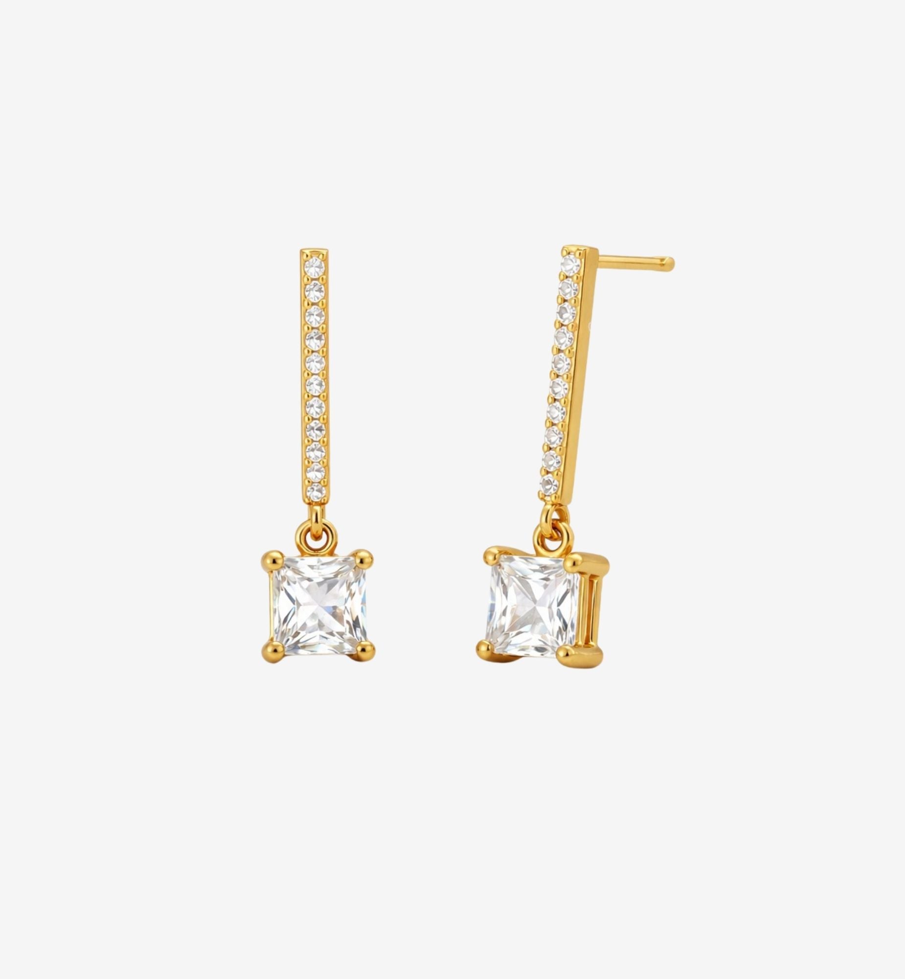 Shikaku Gold Drop Stone Earrings