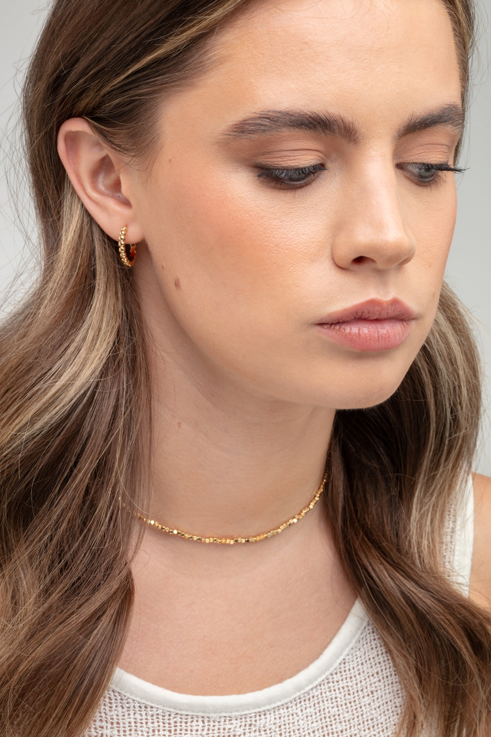 Shikaku Gold Bead Mini Earrings